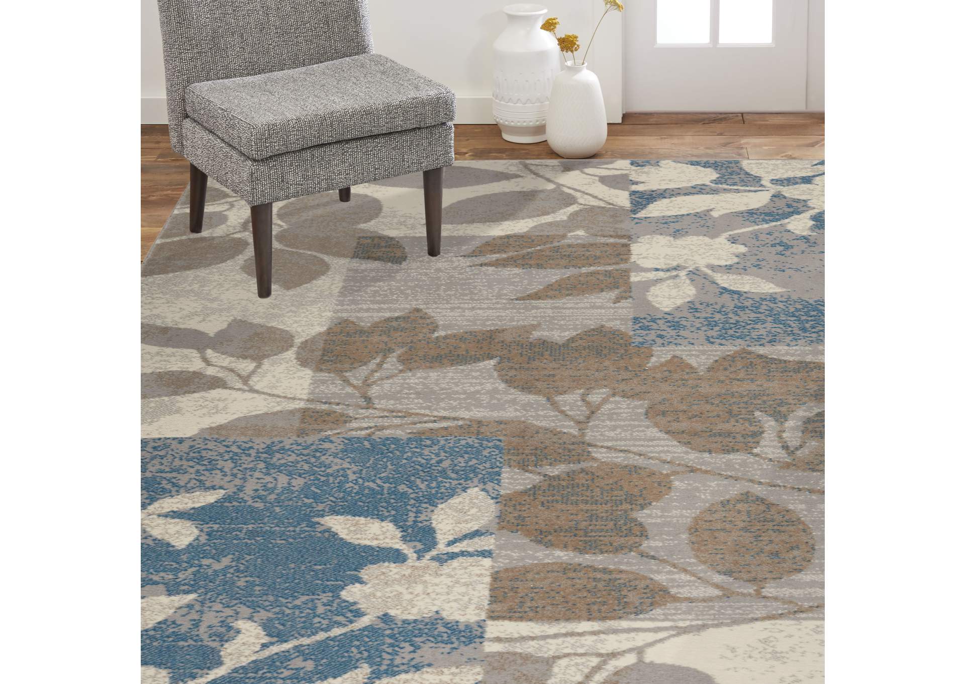 Tremont Hillsboro Area Rug Beige/Blue, 21"x35",Home Dynamix