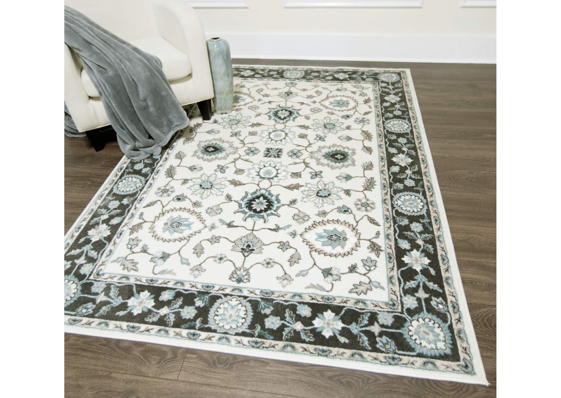 Oxford Huron Area Rug Cream/Gray, 5'2"x7'2",Home Dynamix