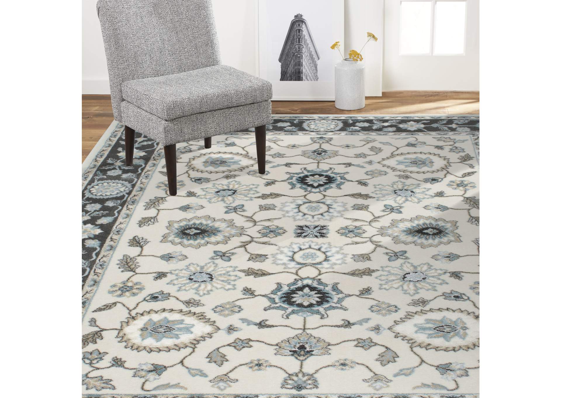 Oxford Huron Area Rug Cream/Gray, 5'2"x7'2",Home Dynamix
