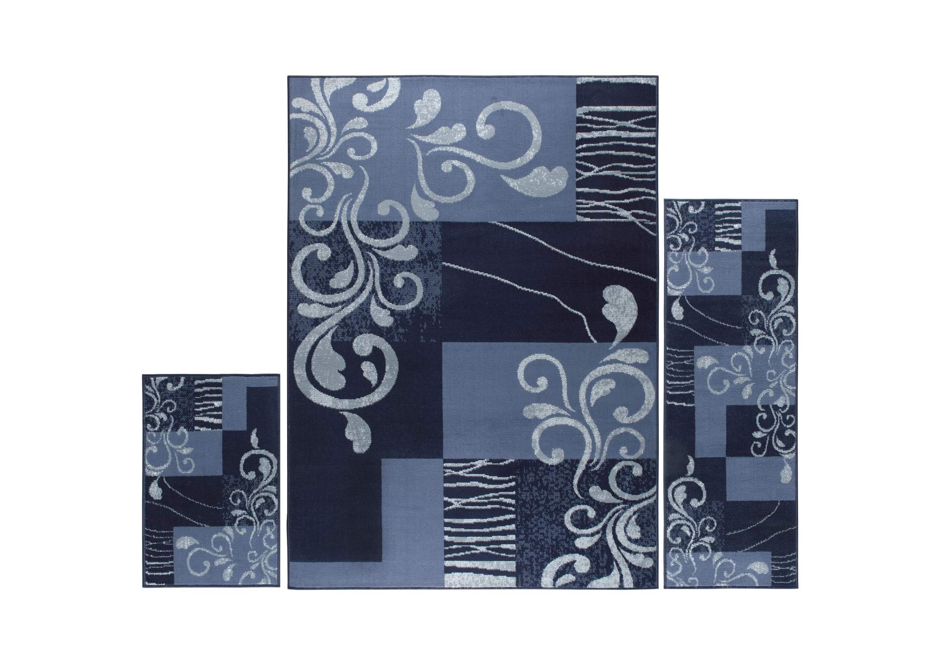 Ariana Galil Area Rug Blue/Navy Blue, 3 Piece Set,Home Dynamix