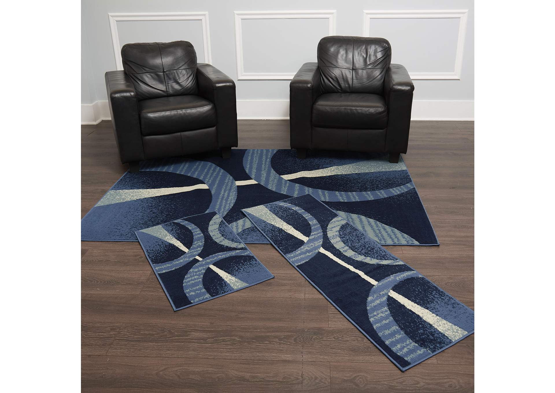 Ariana Arcata Area Rug Navy Blue/Gray, 3 Piece Set,Home Dynamix