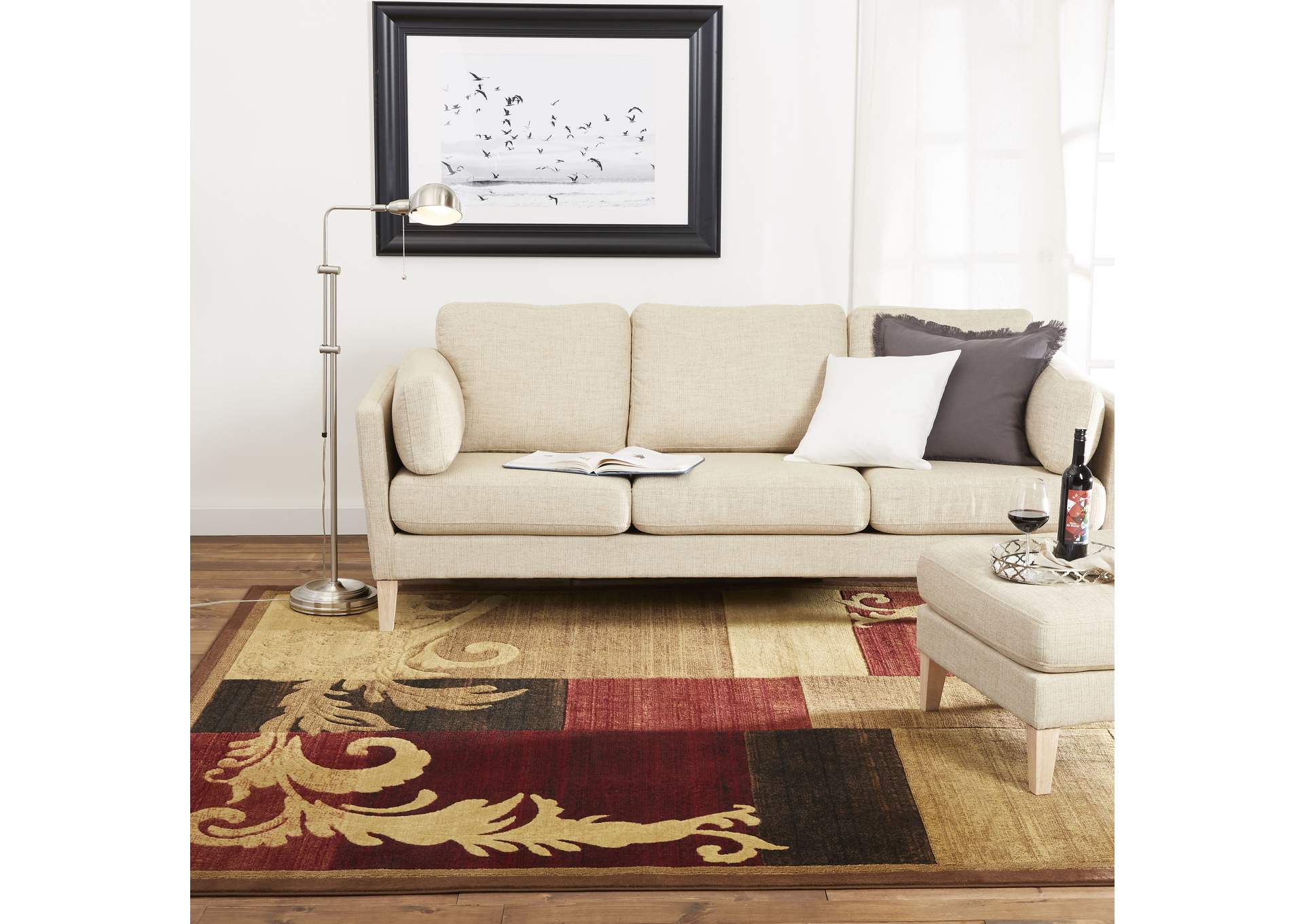 Catalina Pierre Area Rug Brown/Red, 19.6"x31.5",Home Dynamix