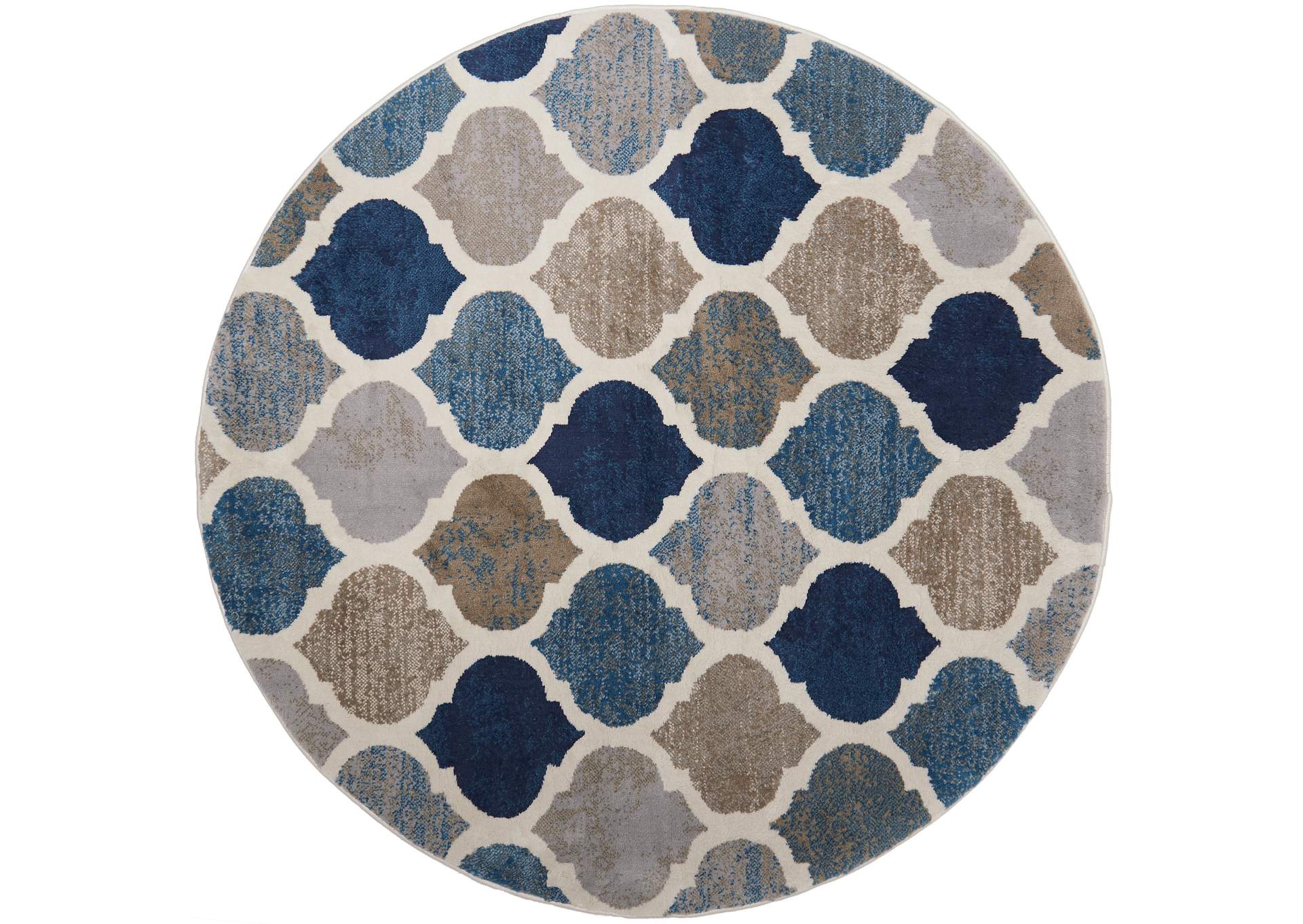 Tremont Quatrefoil Area Rug Ivory/Beige, 7'10" Round,Home Dynamix