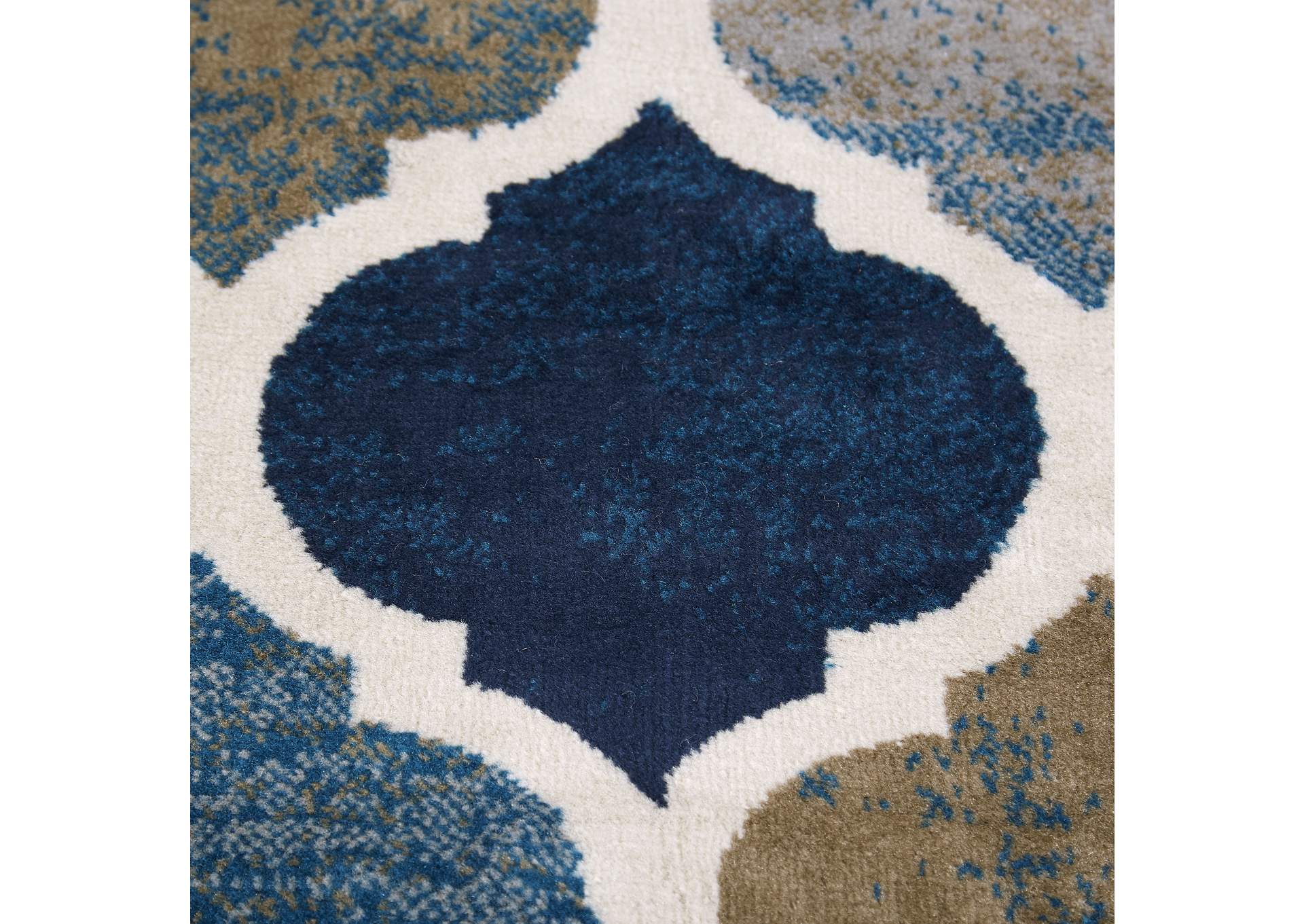 Tremont Quatrefoil Area Rug Ivory/Beige, 7'10" Round,Home Dynamix