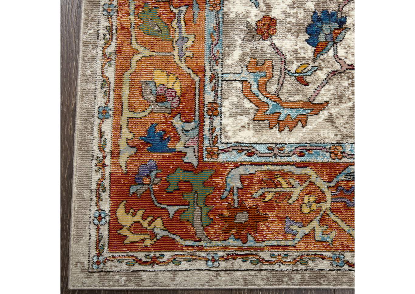 Parlin Aster Ivory Rust Area Rug Roses Flooring And Furniture