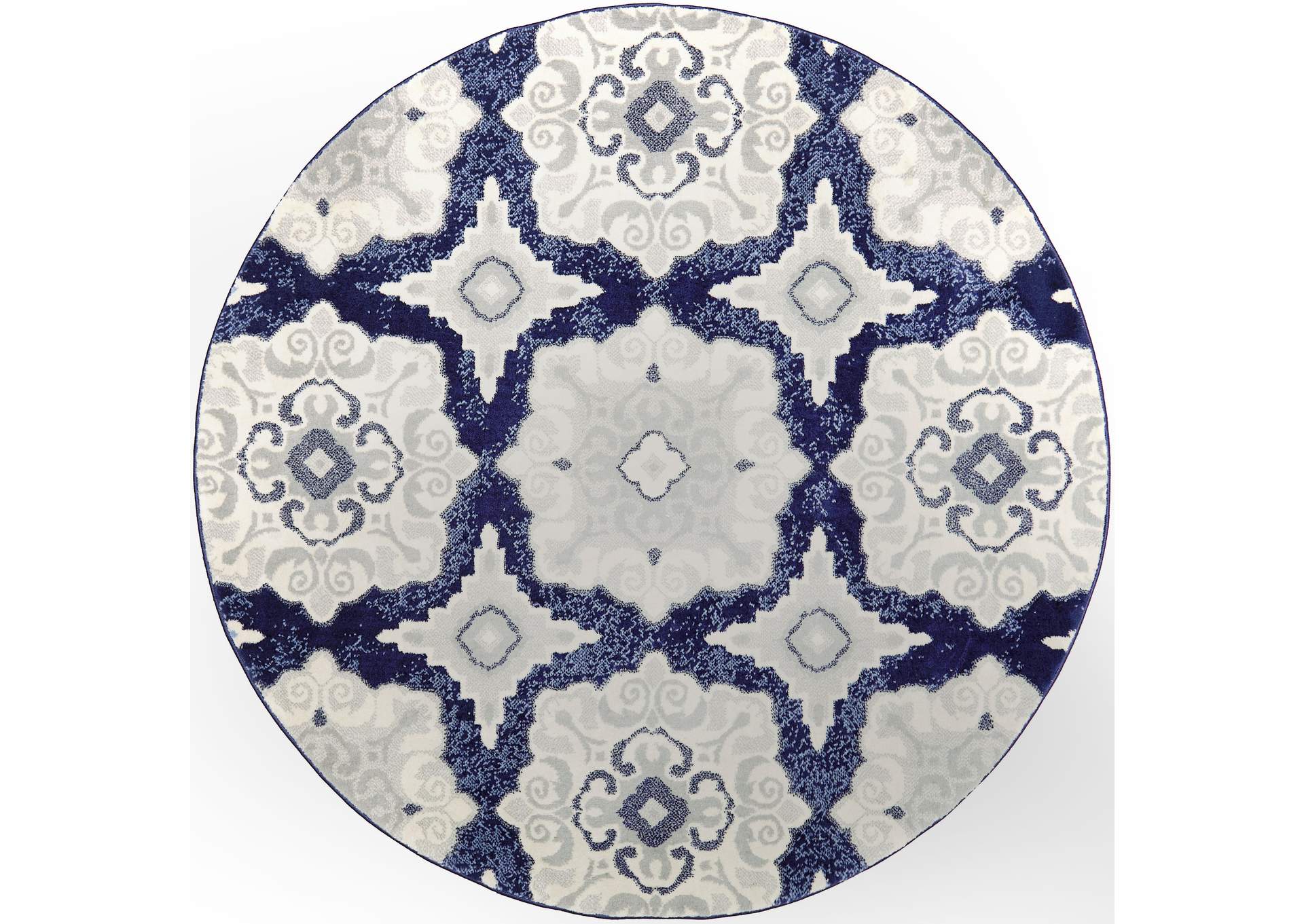 Tremont Salem Area Rug Navy Blue/Ivory, 7'10" Round,Home Dynamix