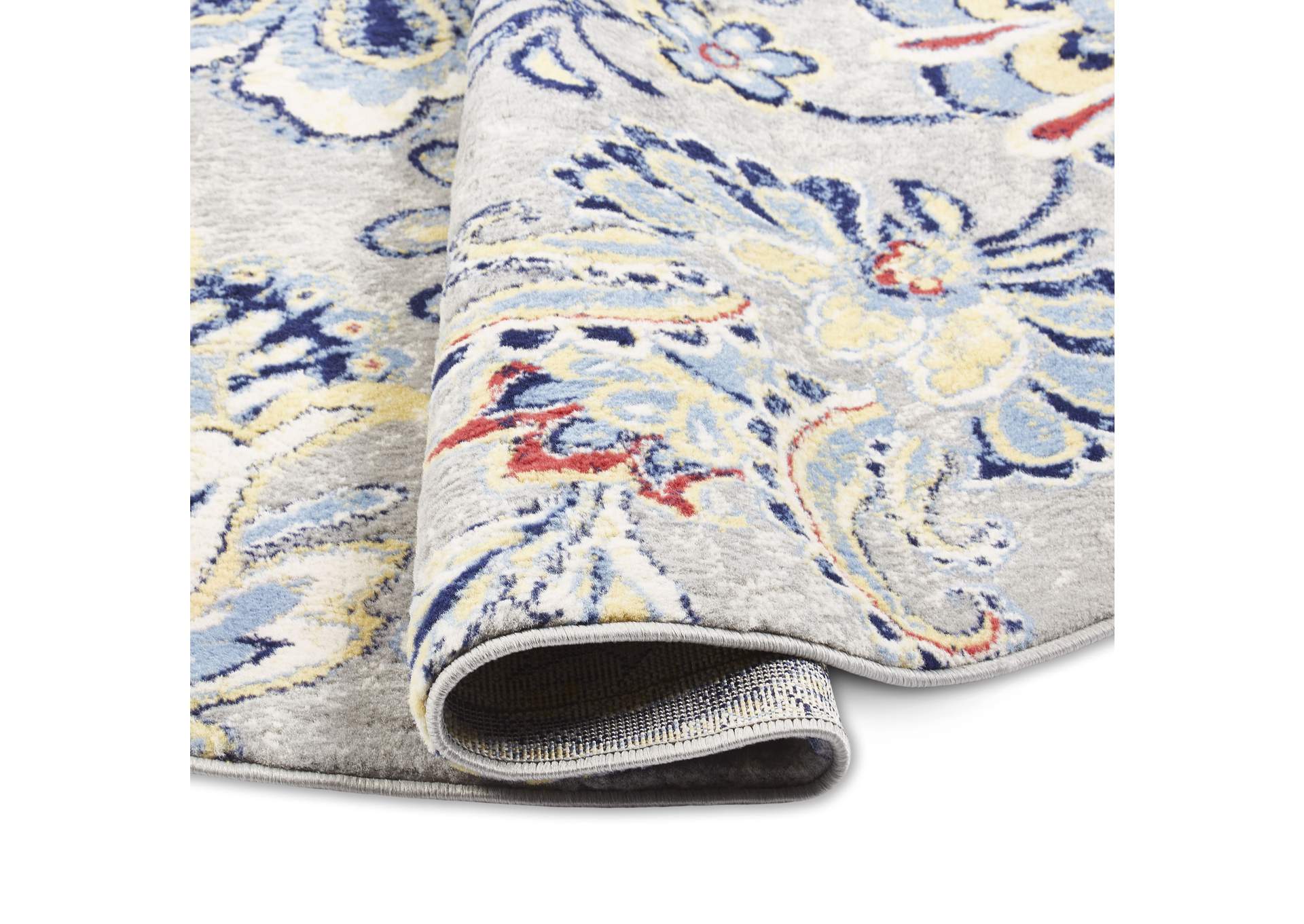 Tremont Teaneck Area Rug Ivory/Navy Blue, 7'10" Round,Home Dynamix