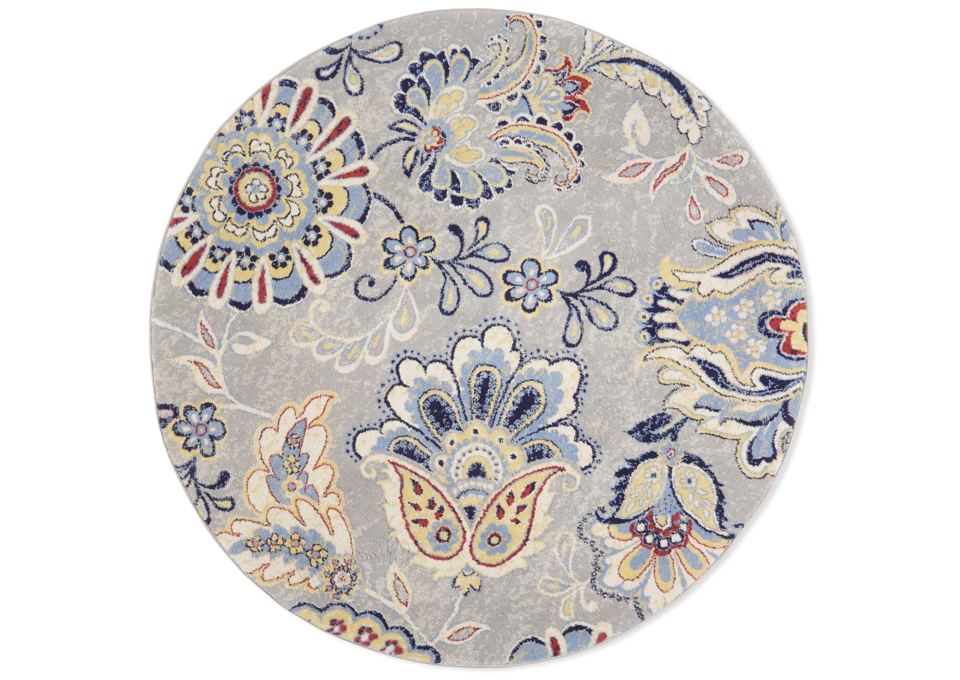 Tremont Teaneck Area Rug Ivory/Navy Blue, 7'10" Round,Home Dynamix