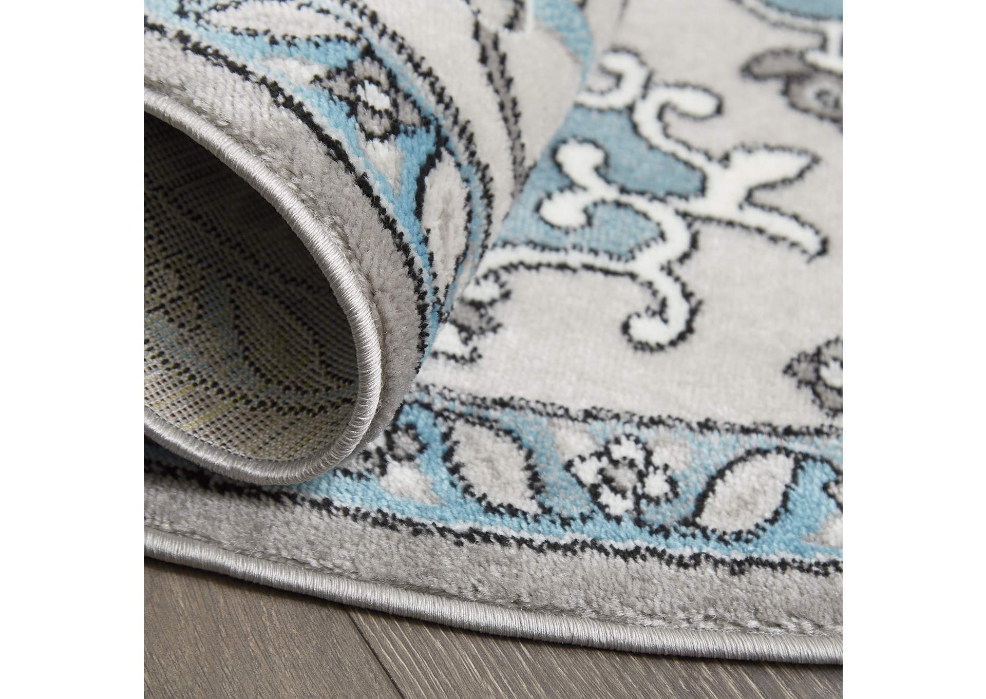 Boho Devona Area Rug Gray/Aqua, 7'10" Round,Home Dynamix