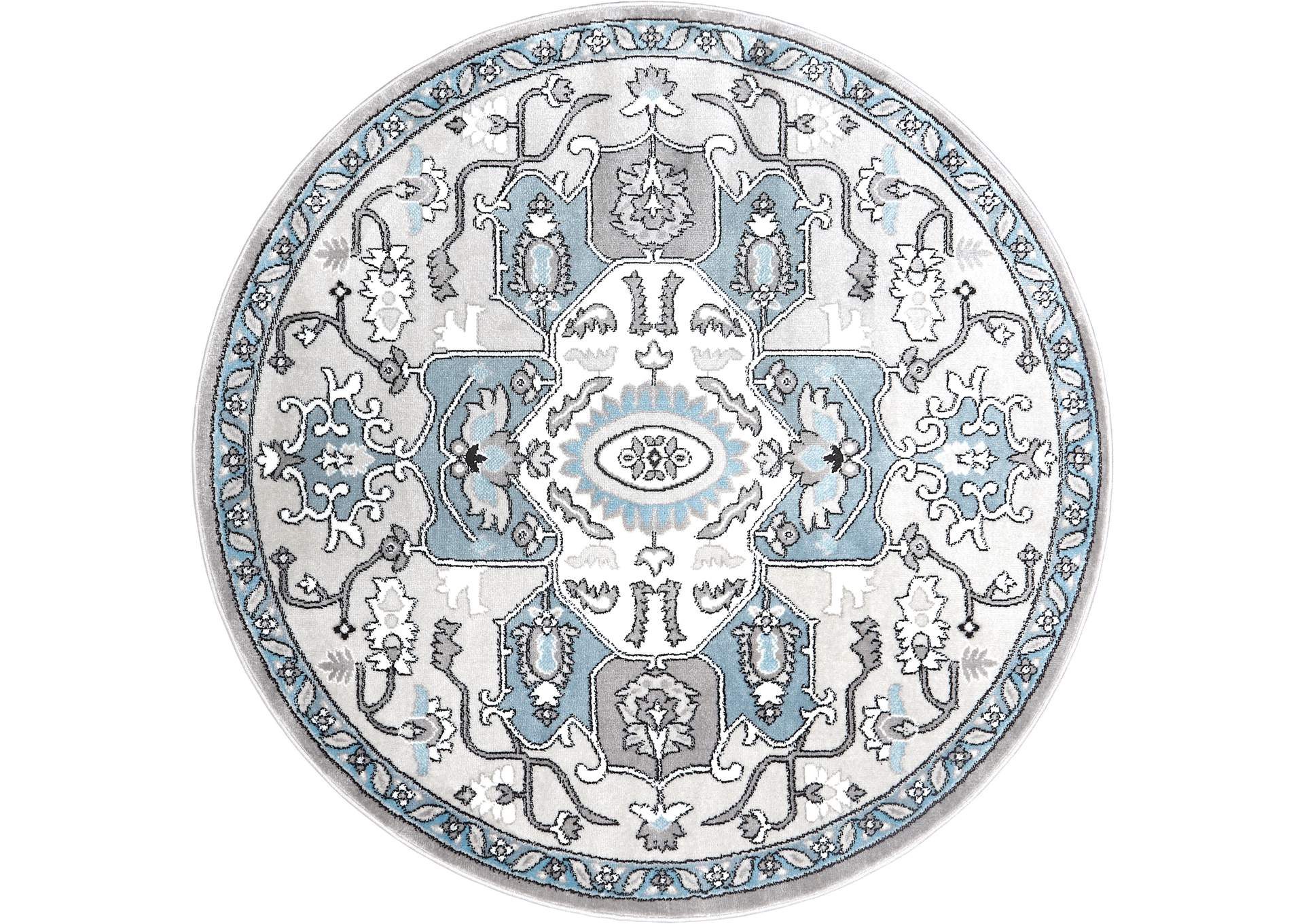 Boho Devona Area Rug Gray/Aqua, 7'10" Round,Home Dynamix