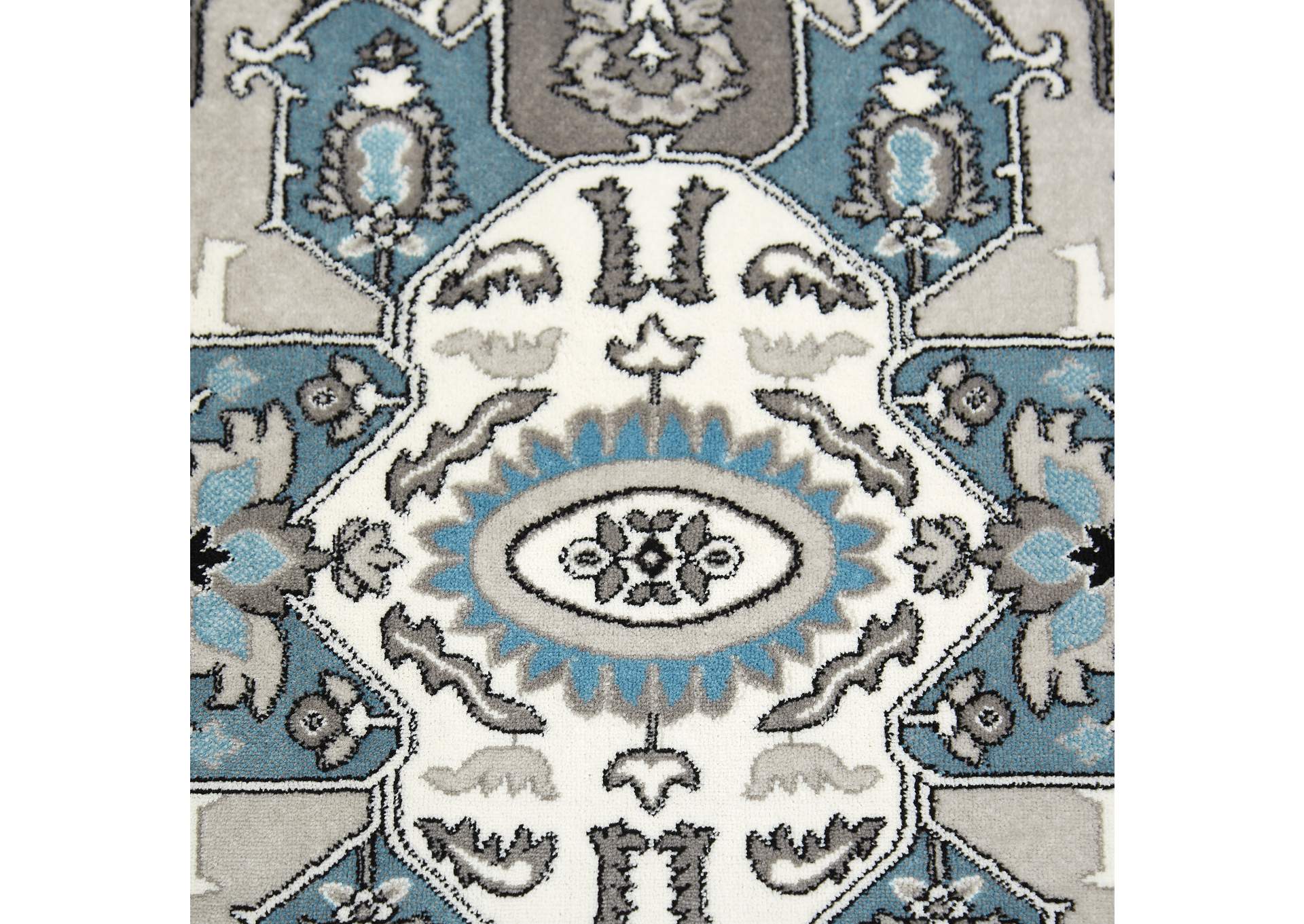 Boho Devona Area Rug Gray/Aqua, 7'10" Round,Home Dynamix