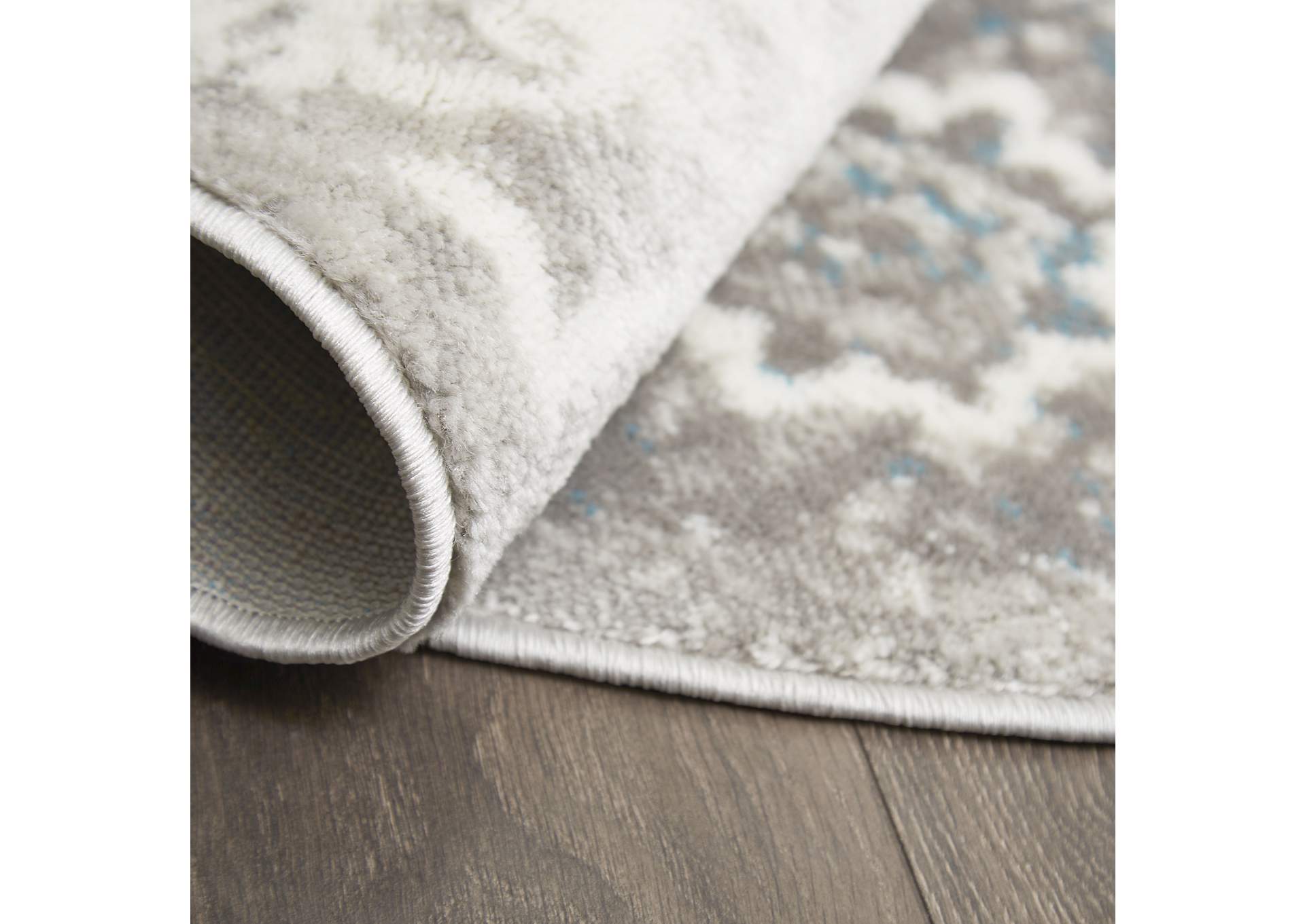 Boho Andorra Area Rug Gray/Aqua, 7'10" Round,Home Dynamix