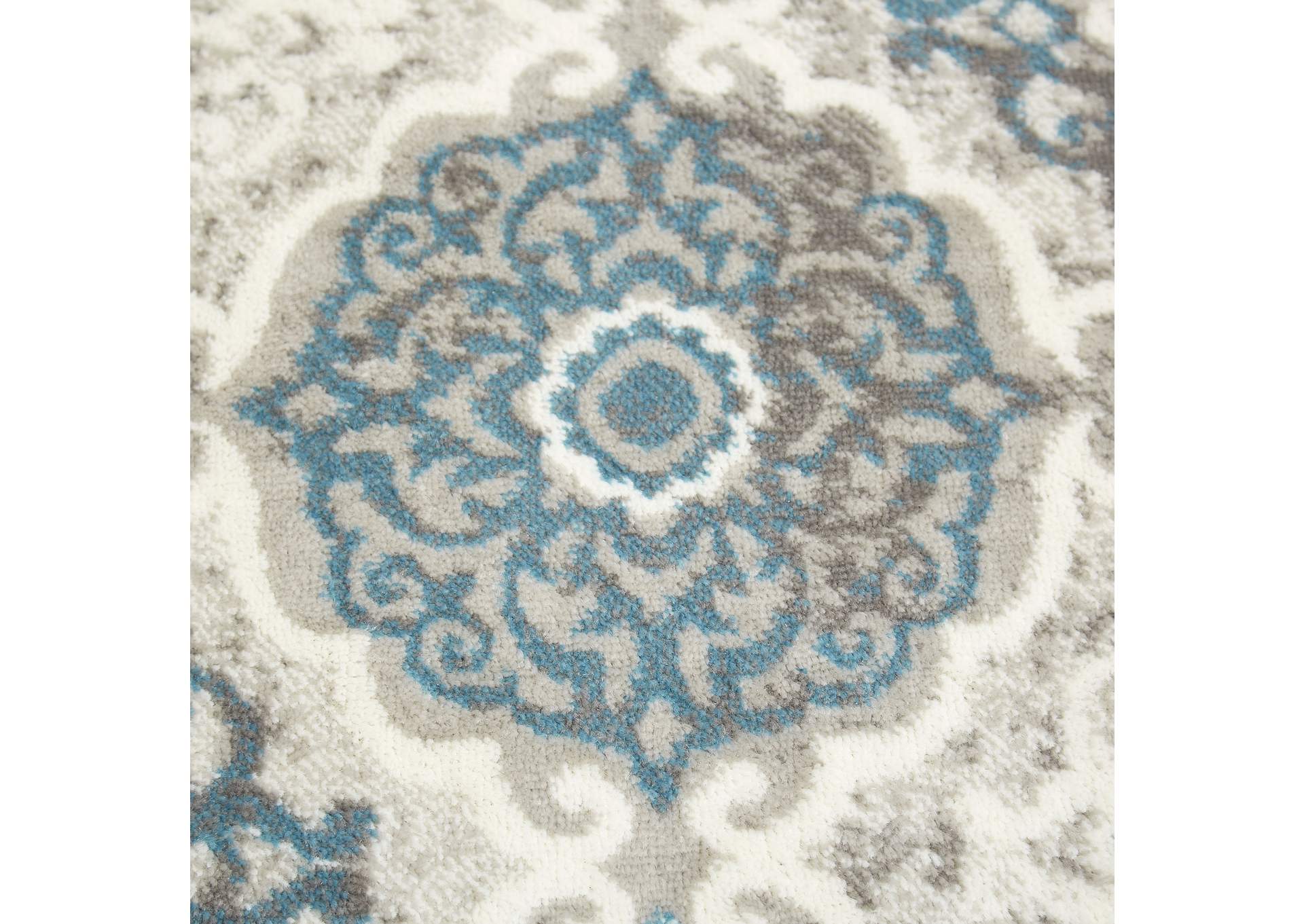 Boho Andorra Area Rug Gray/Aqua, 7'10" Round,Home Dynamix