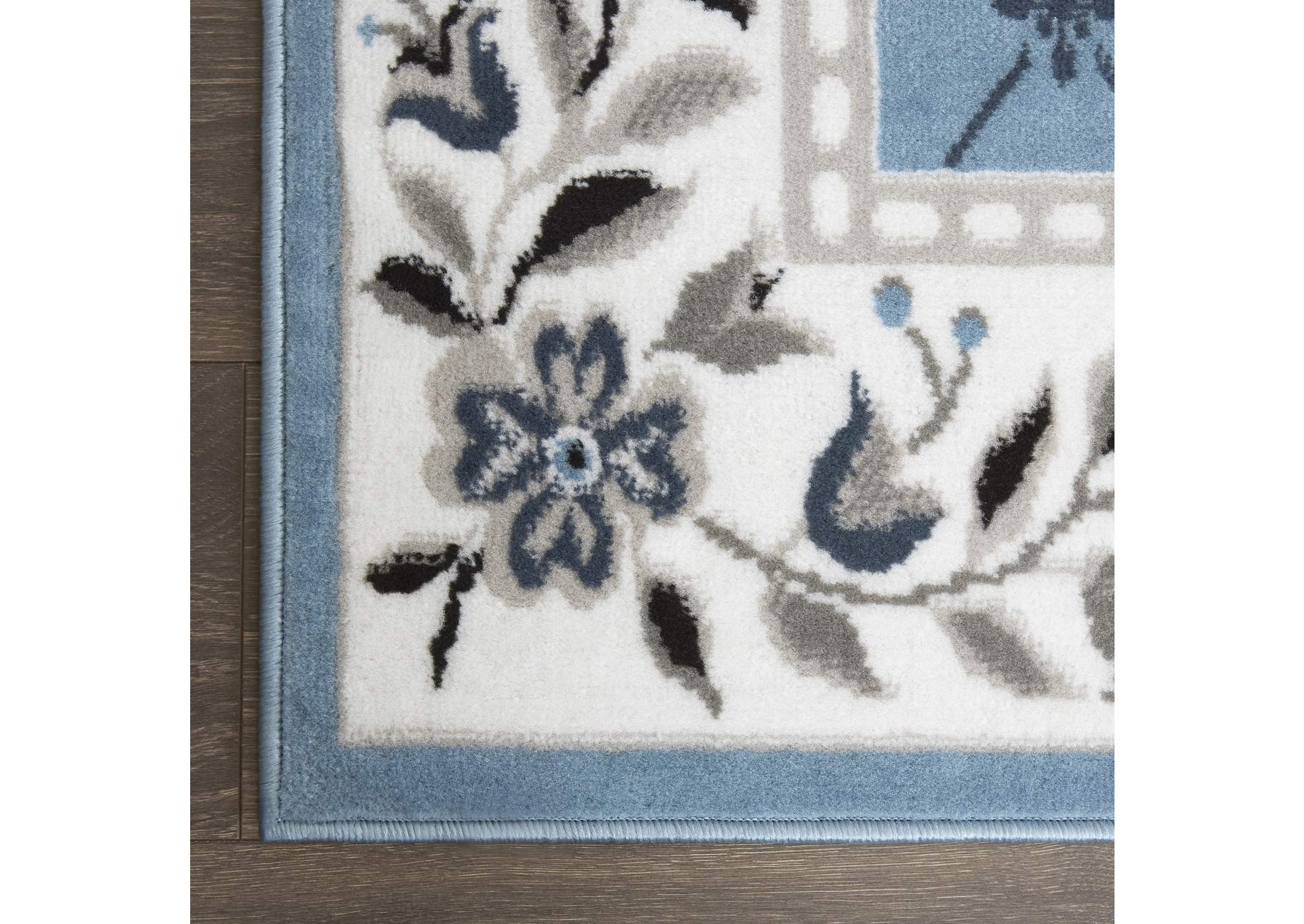 Premium Aydin Blue-Ivory Area Rug,Home Dynamix