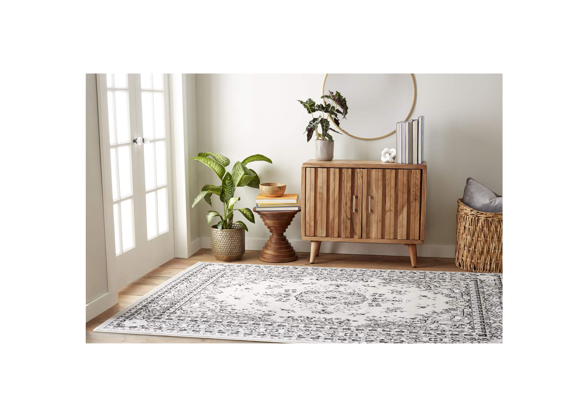 Premium Sakarya Area Rug Gray/Ivory, 21"x35",Home Dynamix