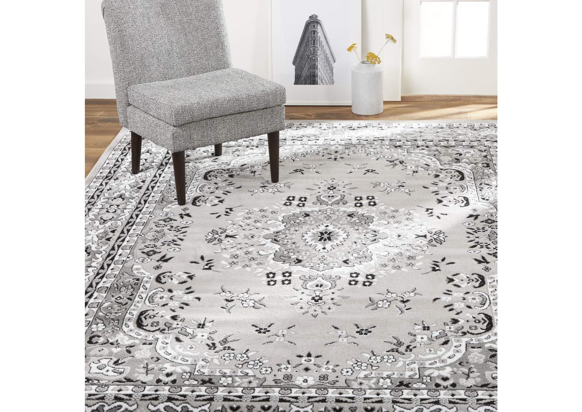 Premium Sakarya Area Rug Gray/Ivory, 21"x35",Home Dynamix
