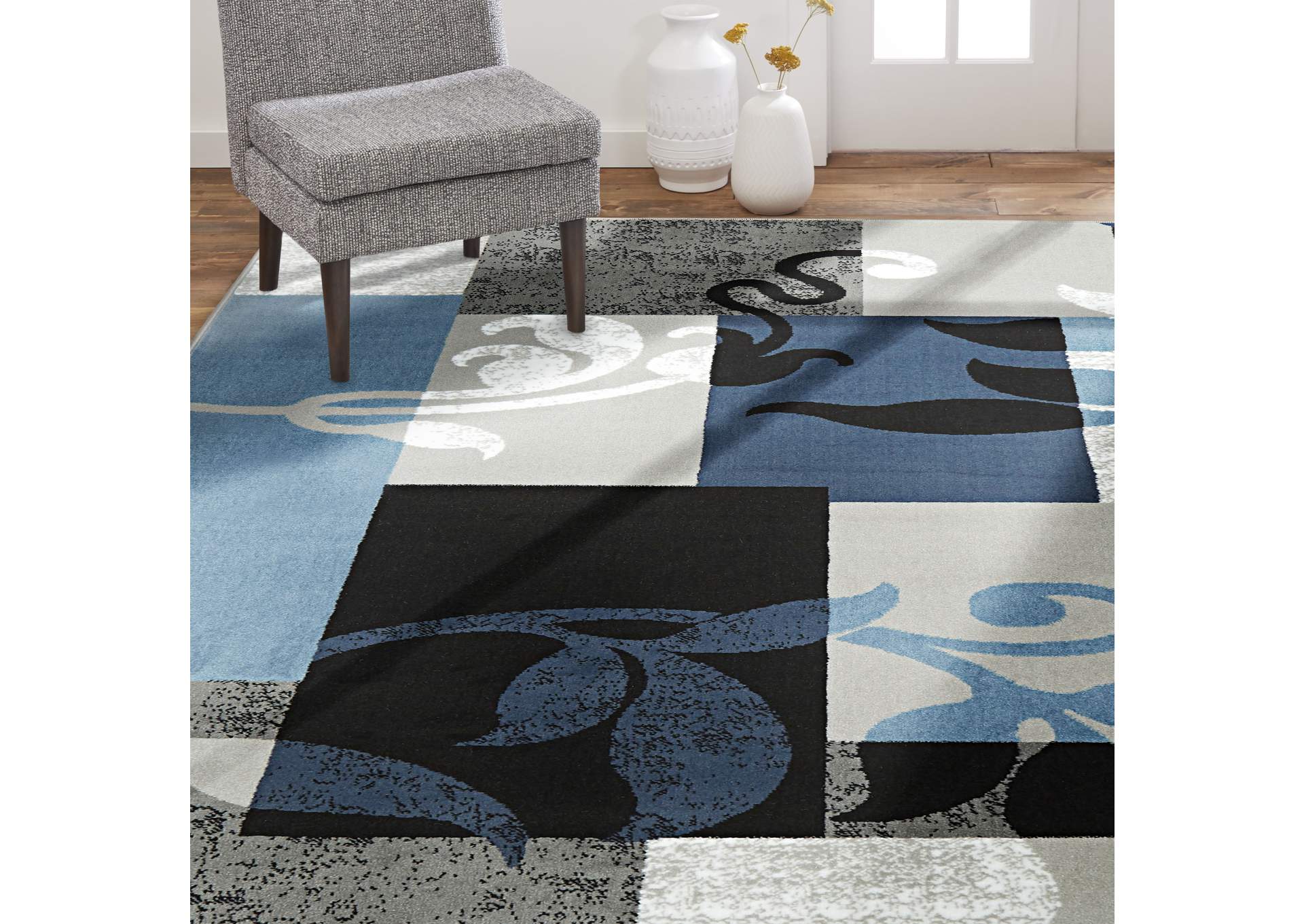 Tremont Lane Frizzle Area Rug Blue/Gray, 5'2"x7'2",Home Dynamix