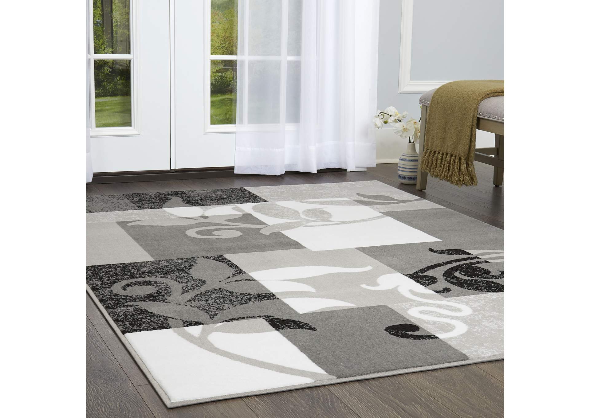 Tremont Lane Frizzle Area Rug Gray/White, 5'2"x7'2",Home Dynamix