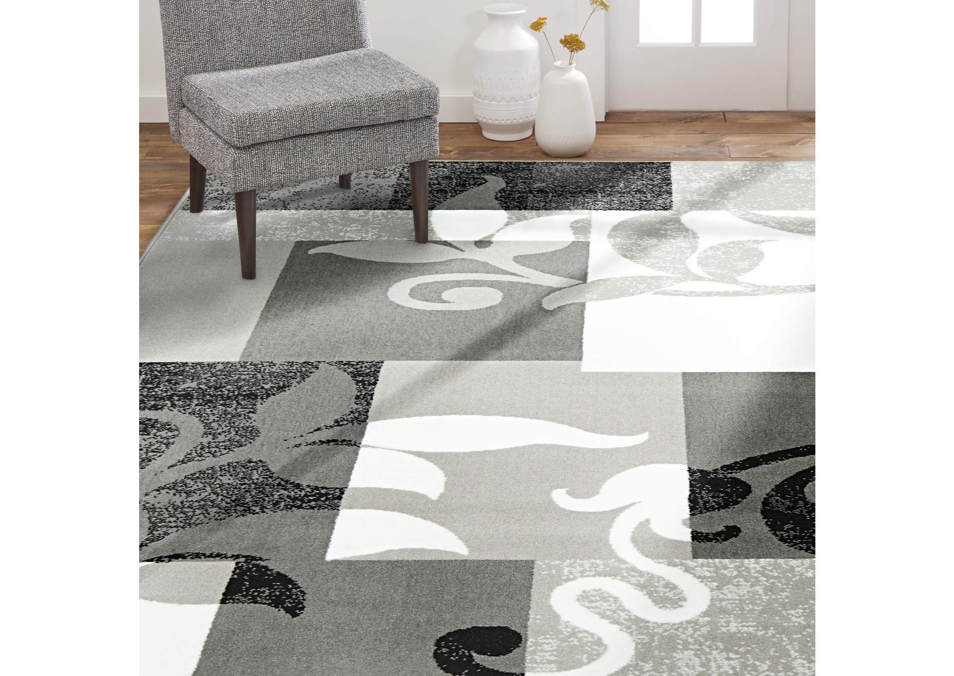 Tremont Lane Frizzle Area Rug Gray/White, 5'2"x7'2",Home Dynamix