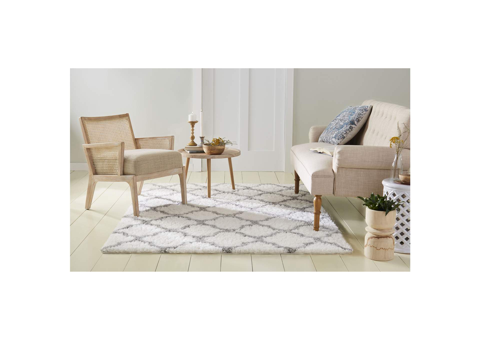 Ventura Roslin Area Rug Ivory/Gray, 3'11"x5'10",Home Dynamix