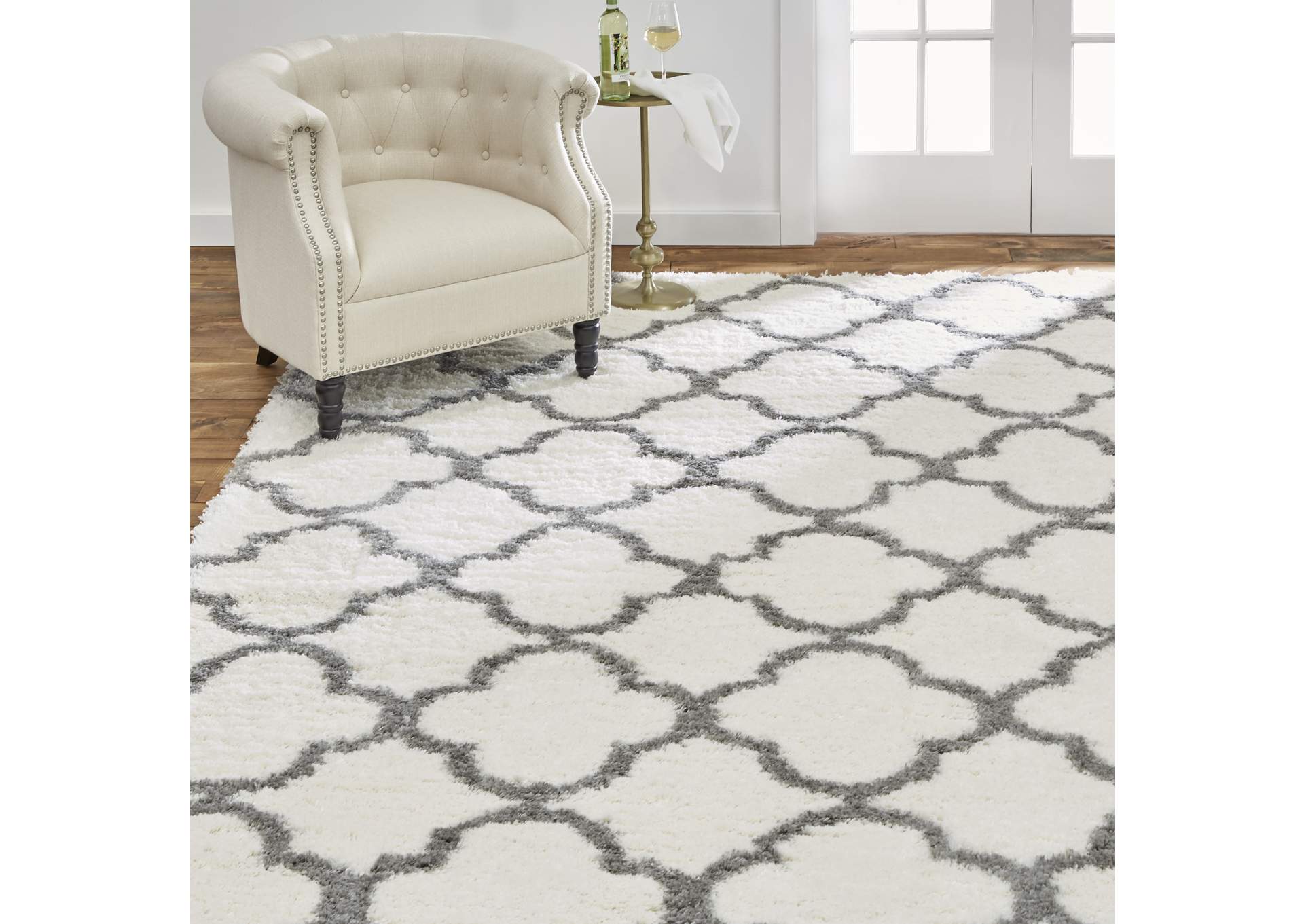 Ventura Roslin Area Rug Ivory/Gray, 3'11"x5'10",Home Dynamix