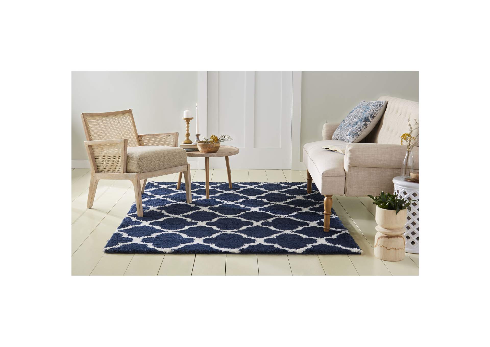 Ventura Roslin Area Rug Navy Blue/Ivory, 3'11"x5'10",Home Dynamix