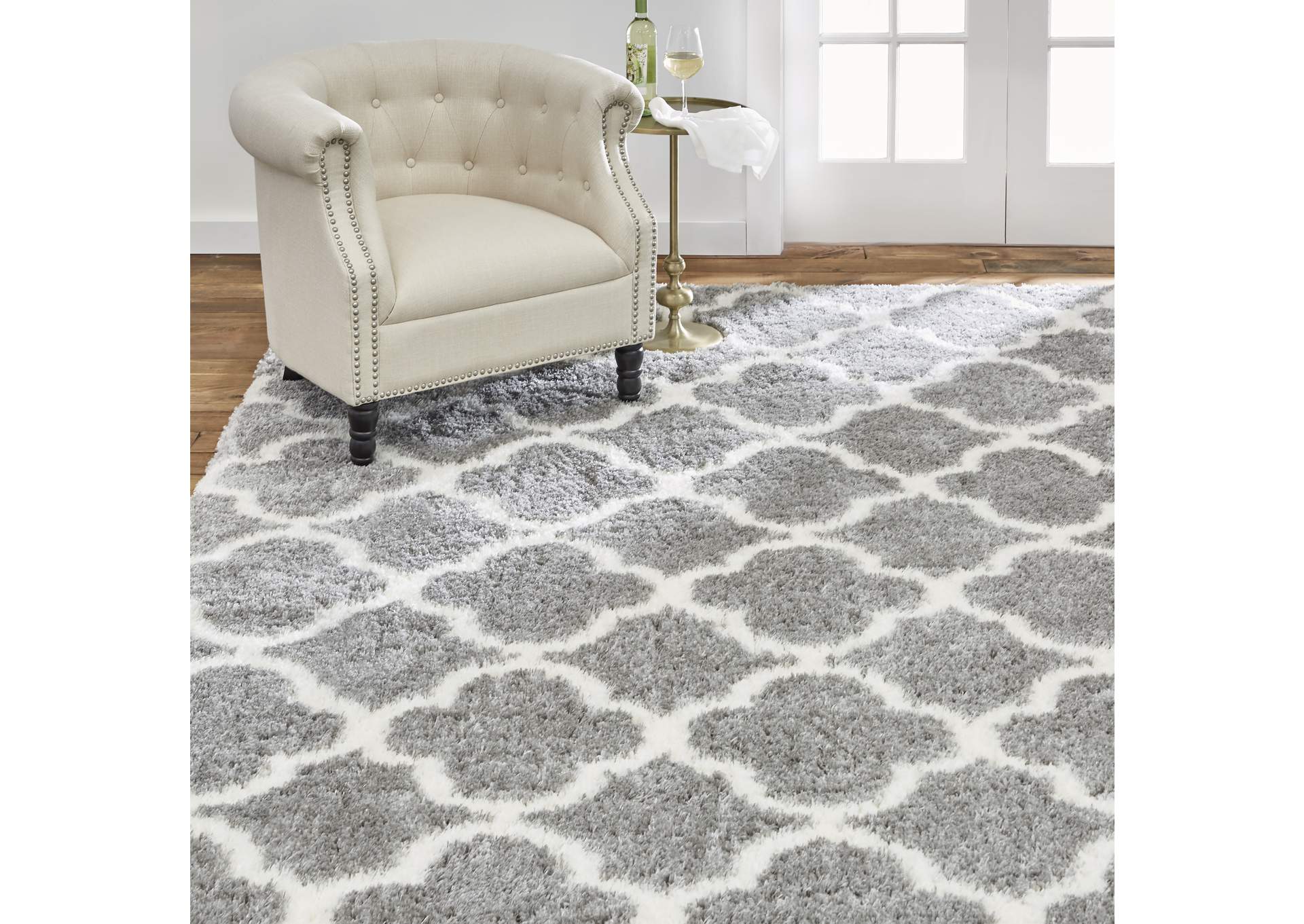 Ventura Roslin Area Rug Gray/Ivory, 3'11"x5'10",Home Dynamix