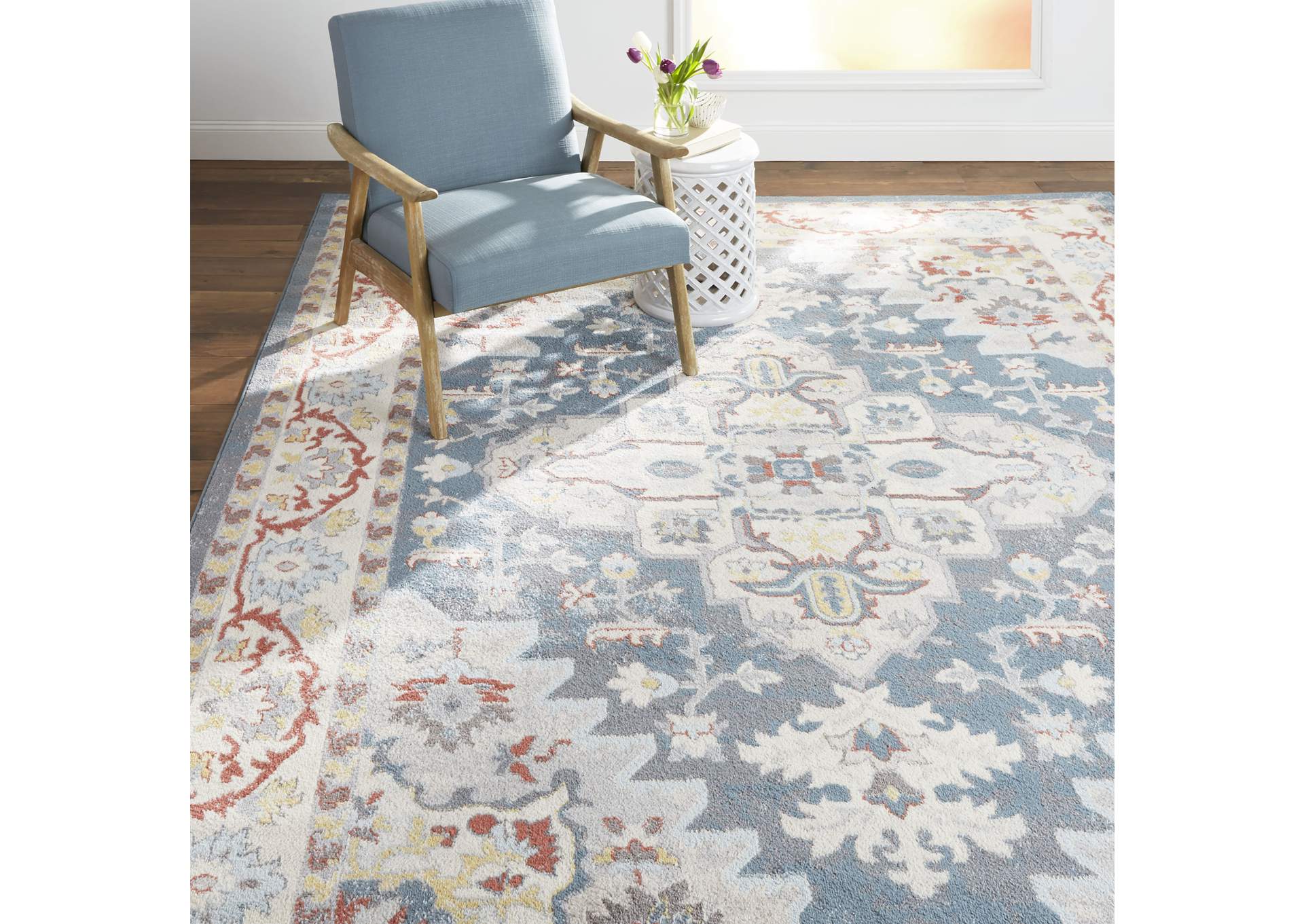 Venice Loreta Area Rug Blue/Ivory, 20"x31",Home Dynamix