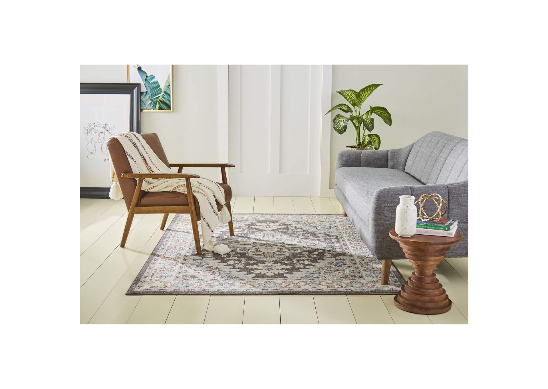 Venice Loreta Area Rug Brown/Ivory, 20"x31",Home Dynamix