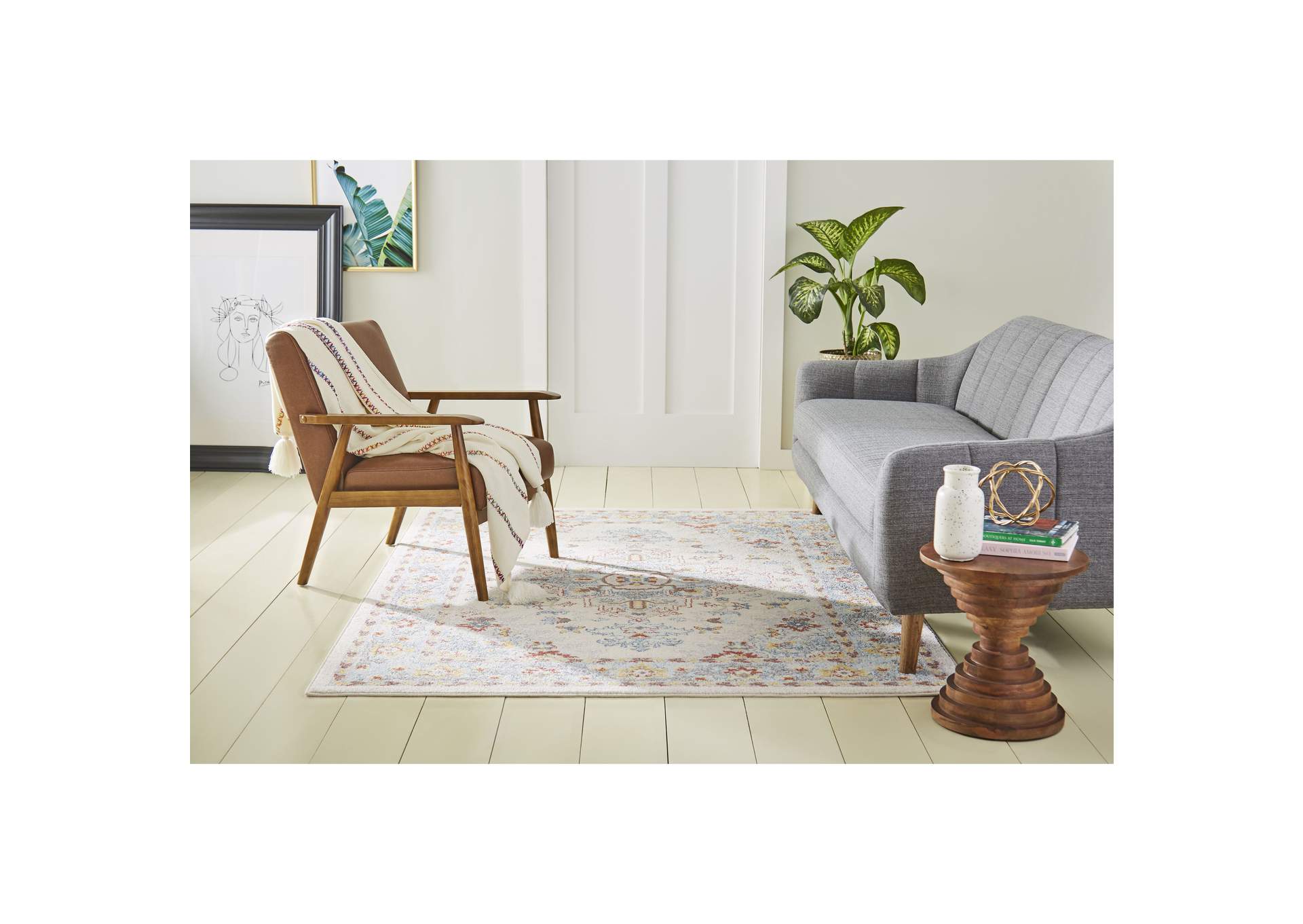 Venice Loreta Area Rug Ivory/Blue, 20"x31",Home Dynamix