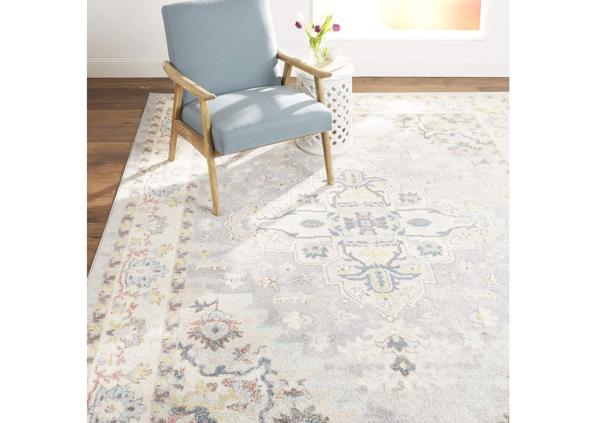 Venice Loreta Area Rug Gray/Ivory, 20"x31",Home Dynamix