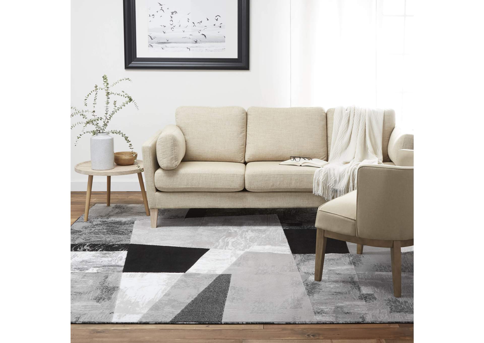 Catalina Bismark Area Rug Gray/Black, 5'3"x7'2",Home Dynamix