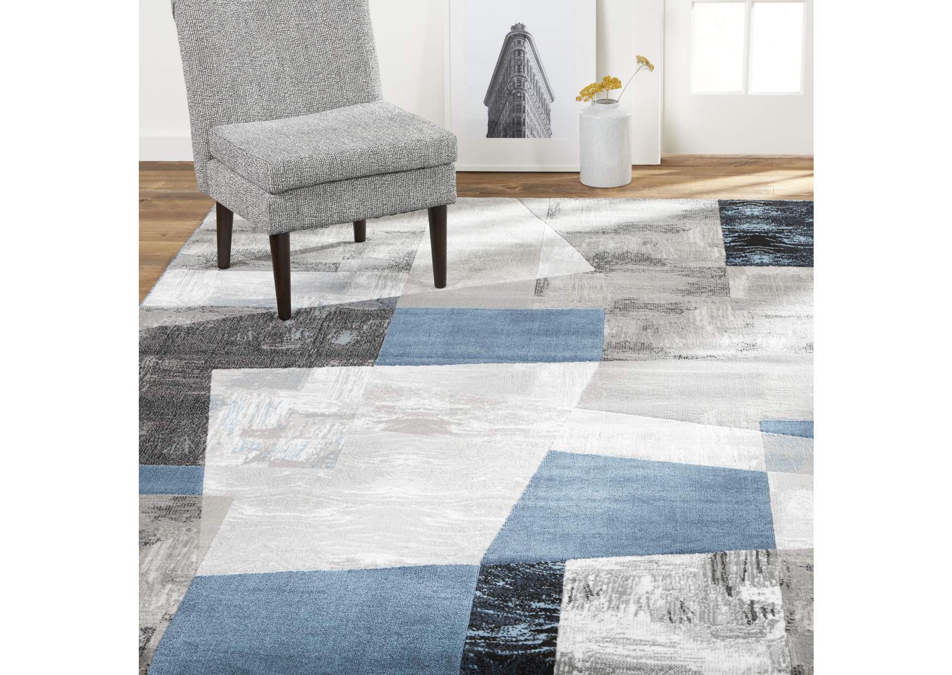 Catalina Bismark Area Rug Gray/Blue, 5'3"x7'2",Home Dynamix