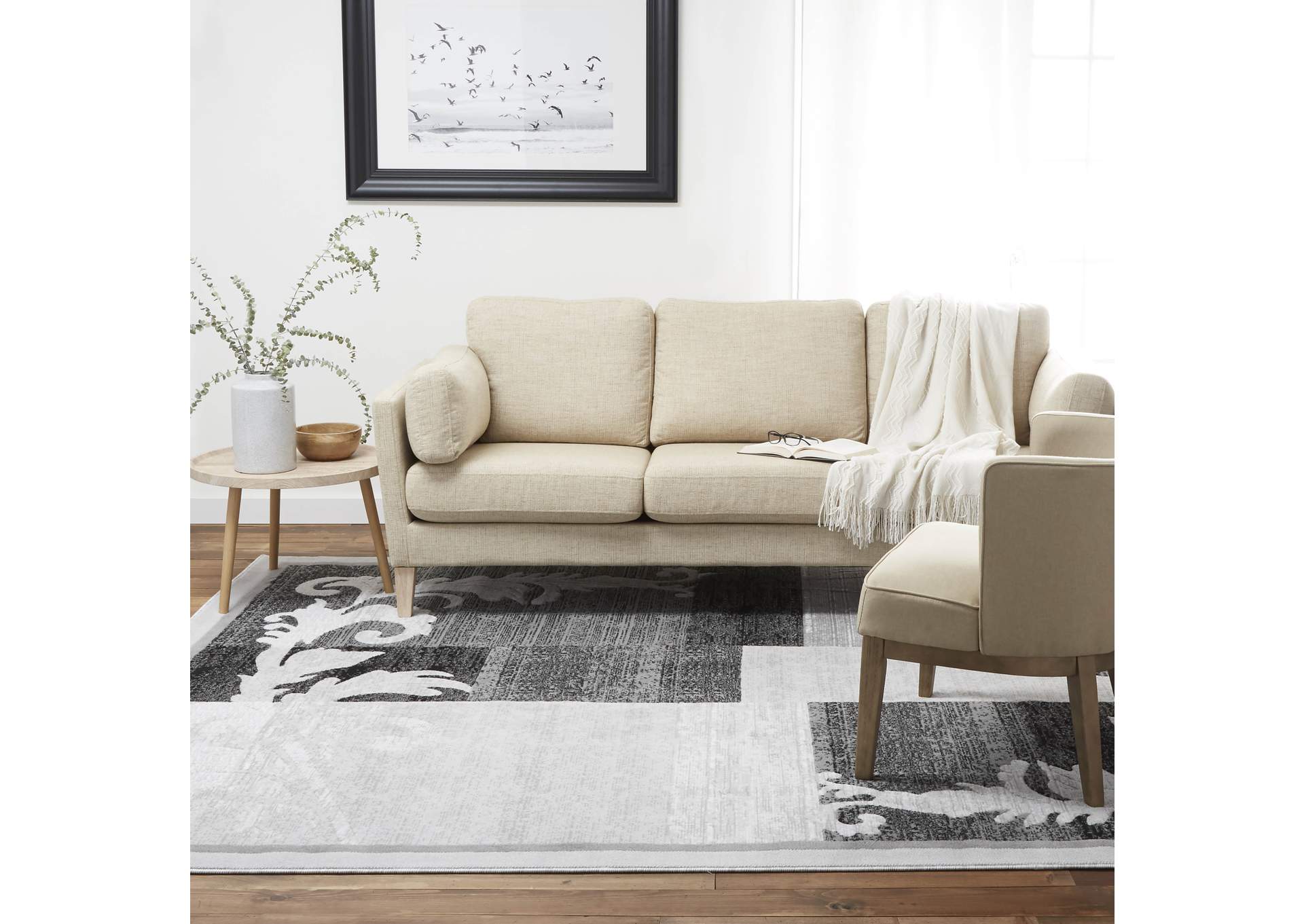 Catalina Pierre Area Rug Light Gray/Dark Gray, 5'3"x7'2",Home Dynamix