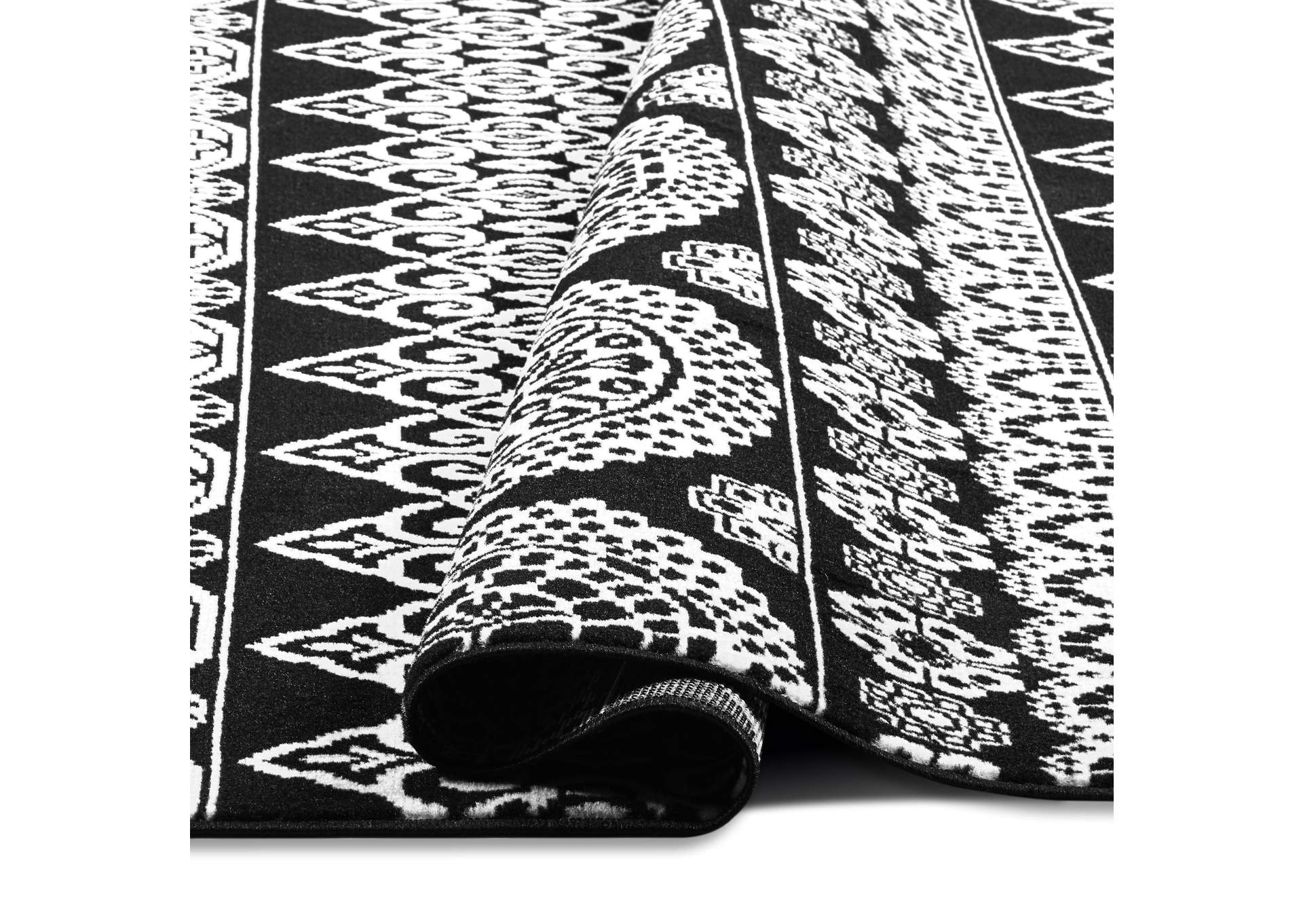 Premium Marley Area Rug Black/Ivory, 5'2"x7'4",Home Dynamix