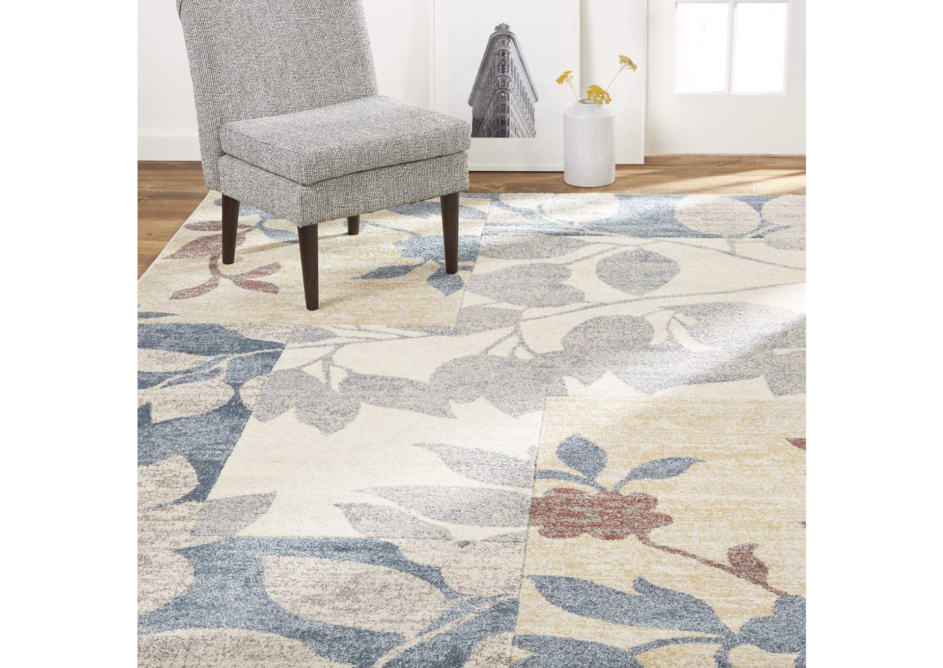Tribeca Amelia Area Rug Blue/Beige, 6'7"x9'10",Home Dynamix