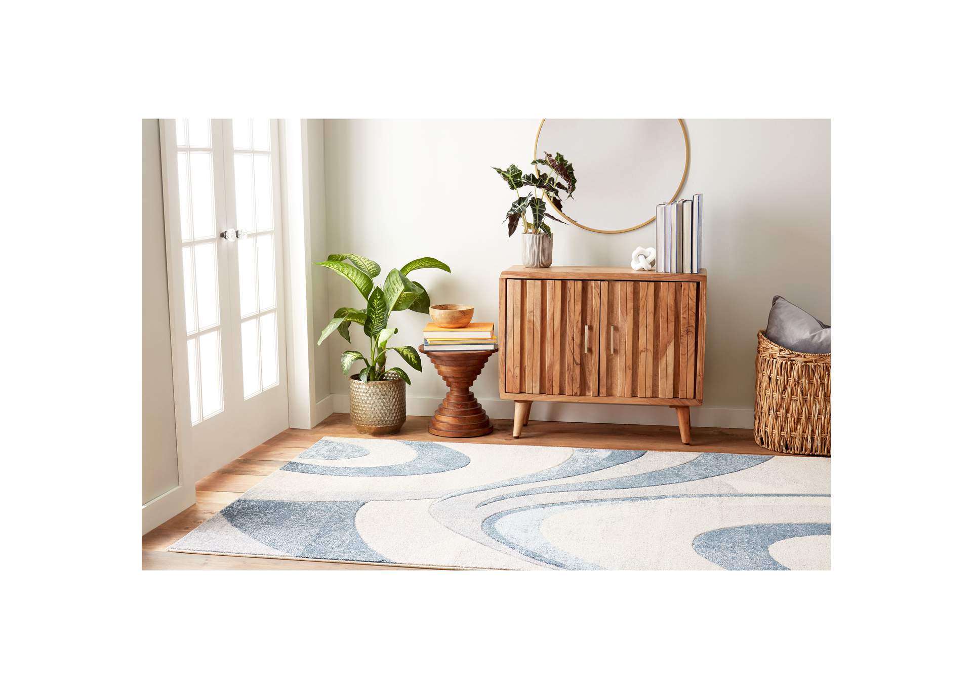 Tribeca Slade Area Rug Blue/Beige, 6'7"x9'10",Home Dynamix