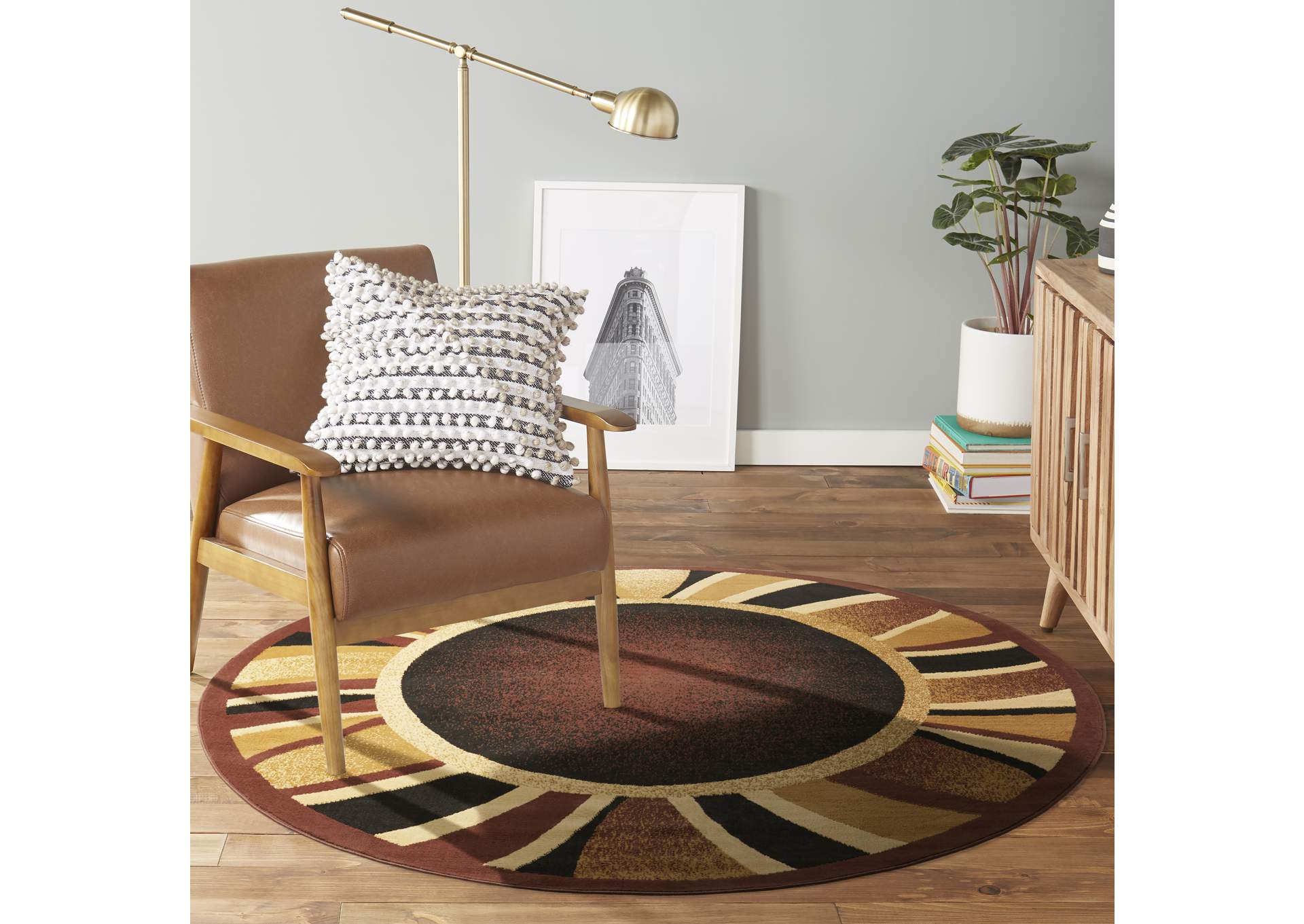 Premium Rizzy Area Rug Brown/Beige, 7'8" Round,Home Dynamix