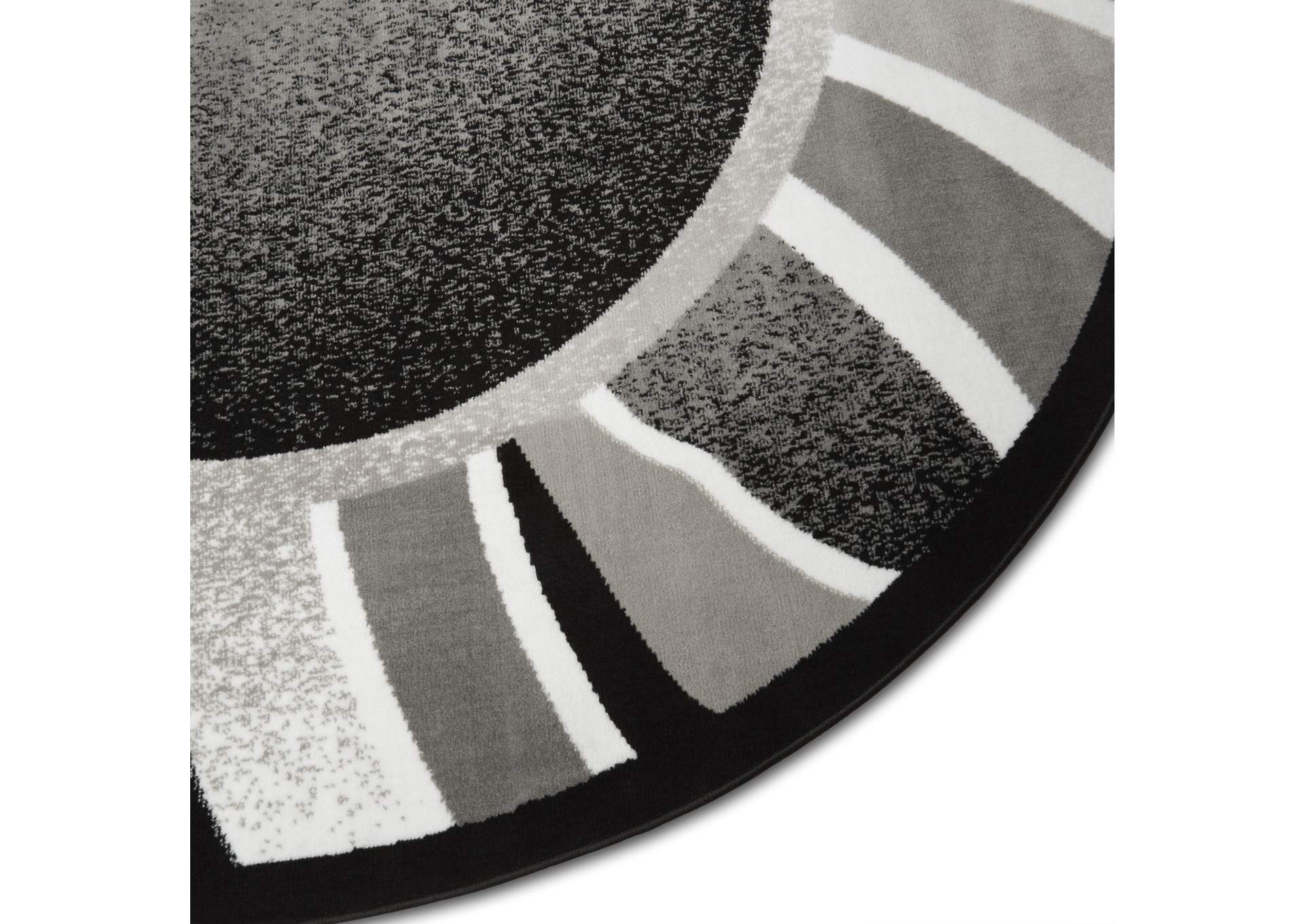Premium Rizzy Area Rug Black/Gray, 7'8" Round,Home Dynamix