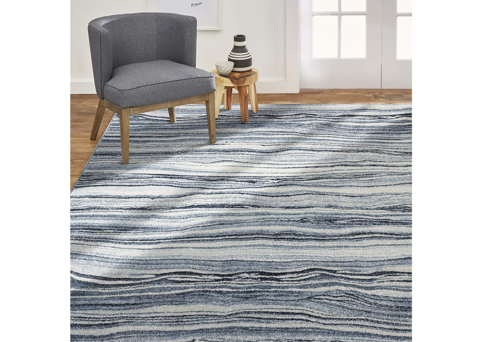 Byron Daphne Area Rug Light Blue/Dark Blue, 5'2"x7'2",Home Dynamix