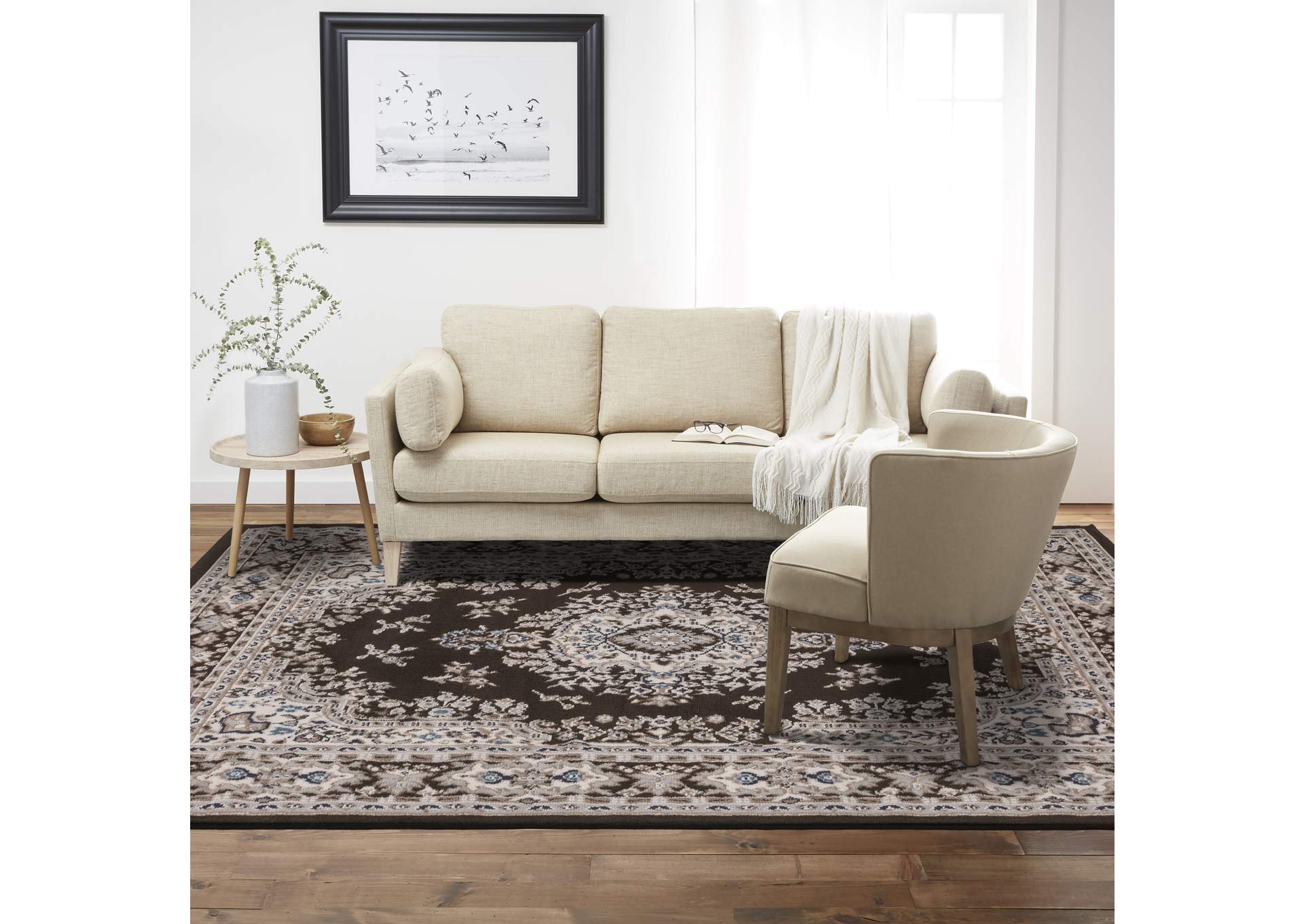 Premium Sakarya Area Rug Brown/Ivory, 5'3"x7'5",Home Dynamix