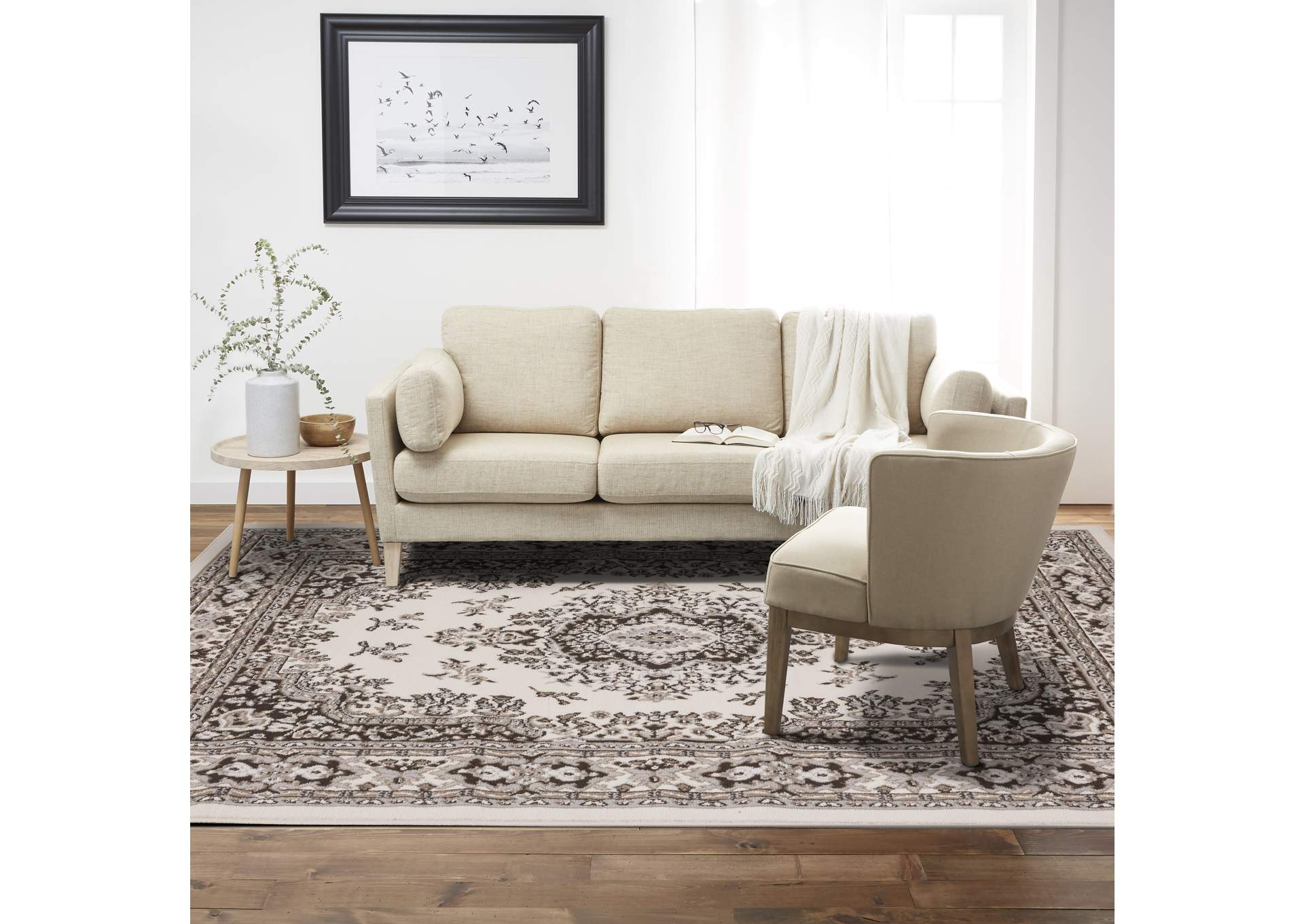 Premium Sakarya Area Rug Ivory/Taupe, 5'3"x7'5",Home Dynamix