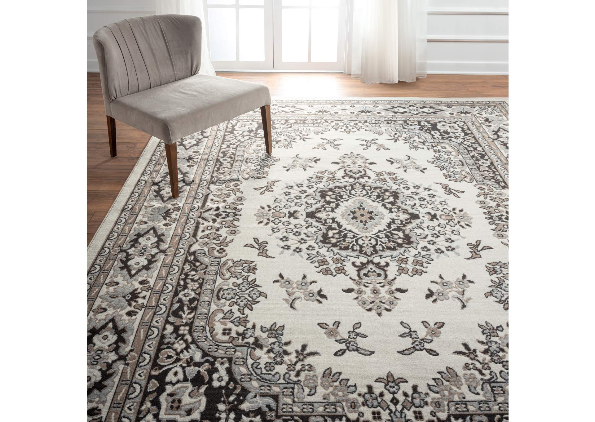 Premium Sakarya Area Rug Ivory/Taupe, 5'3"x7'5",Home Dynamix