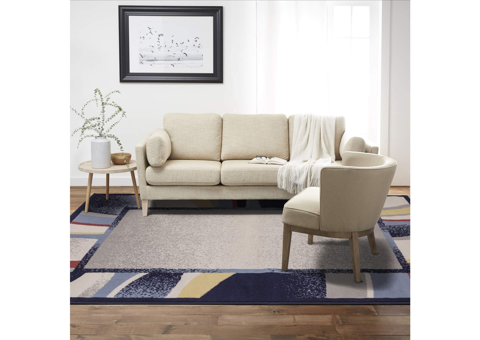Premium Rizzy Area Rug Navy/Red, 5'3"x7'5",Home Dynamix
