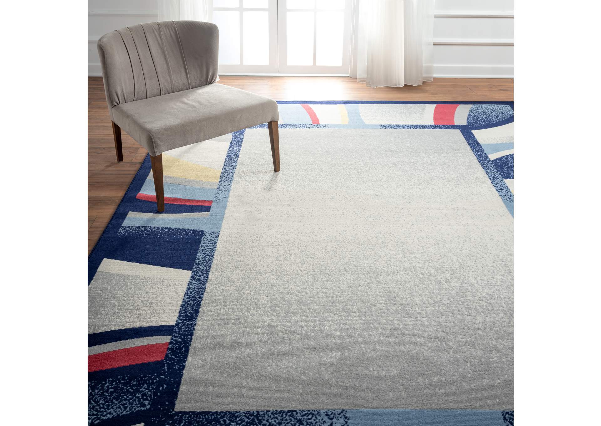 Premium Rizzy Area Rug Navy/Red, 5'3"x7'5",Home Dynamix