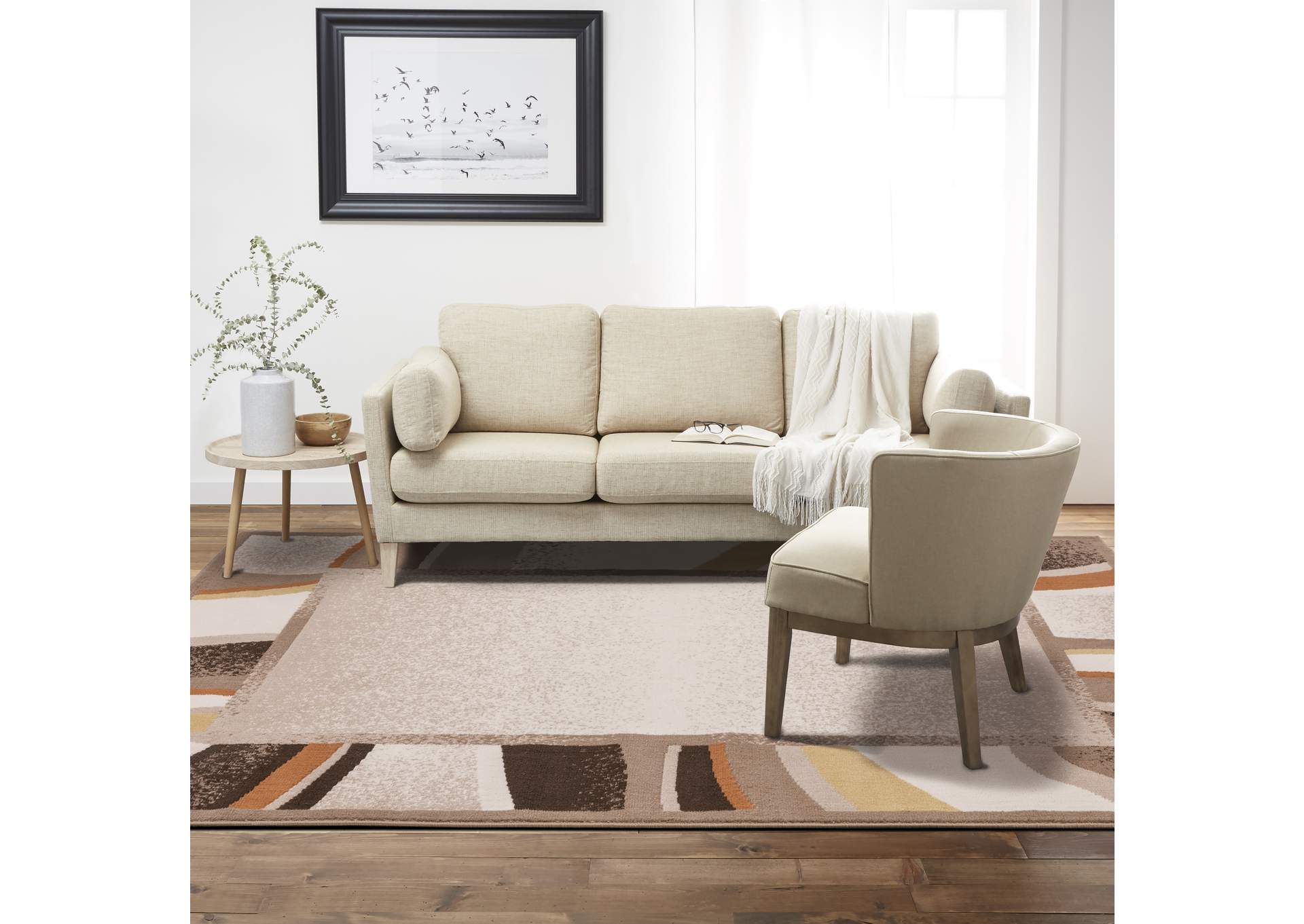 Premium Rizzy Area Rug Taupe/Orange, 5'3"x7'5",Home Dynamix