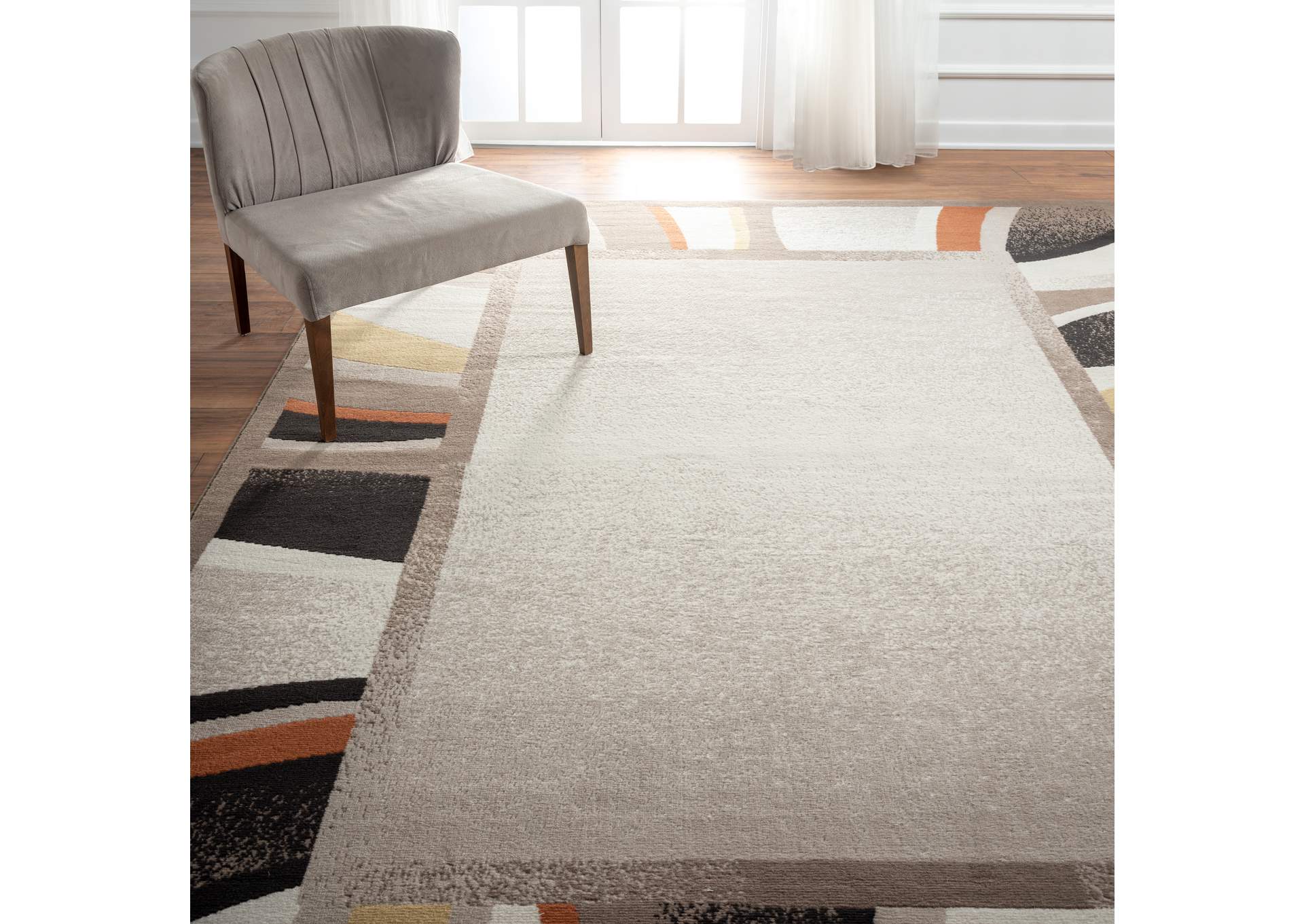 Premium Rizzy Area Rug Taupe/Orange, 5'3"x7'5",Home Dynamix