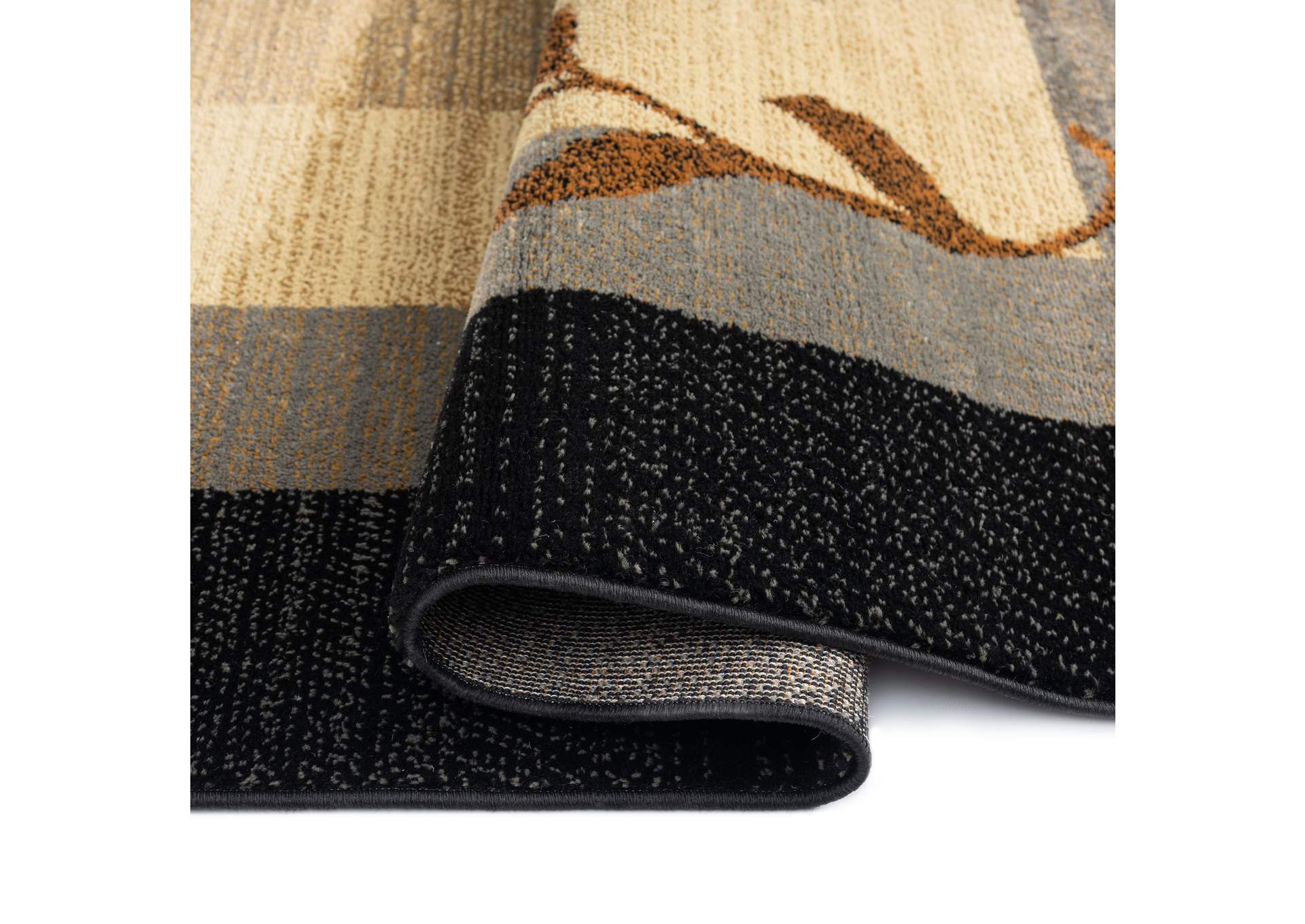 Royalty Clover Area Rug Black/Blue, 7'10" Round,Home Dynamix