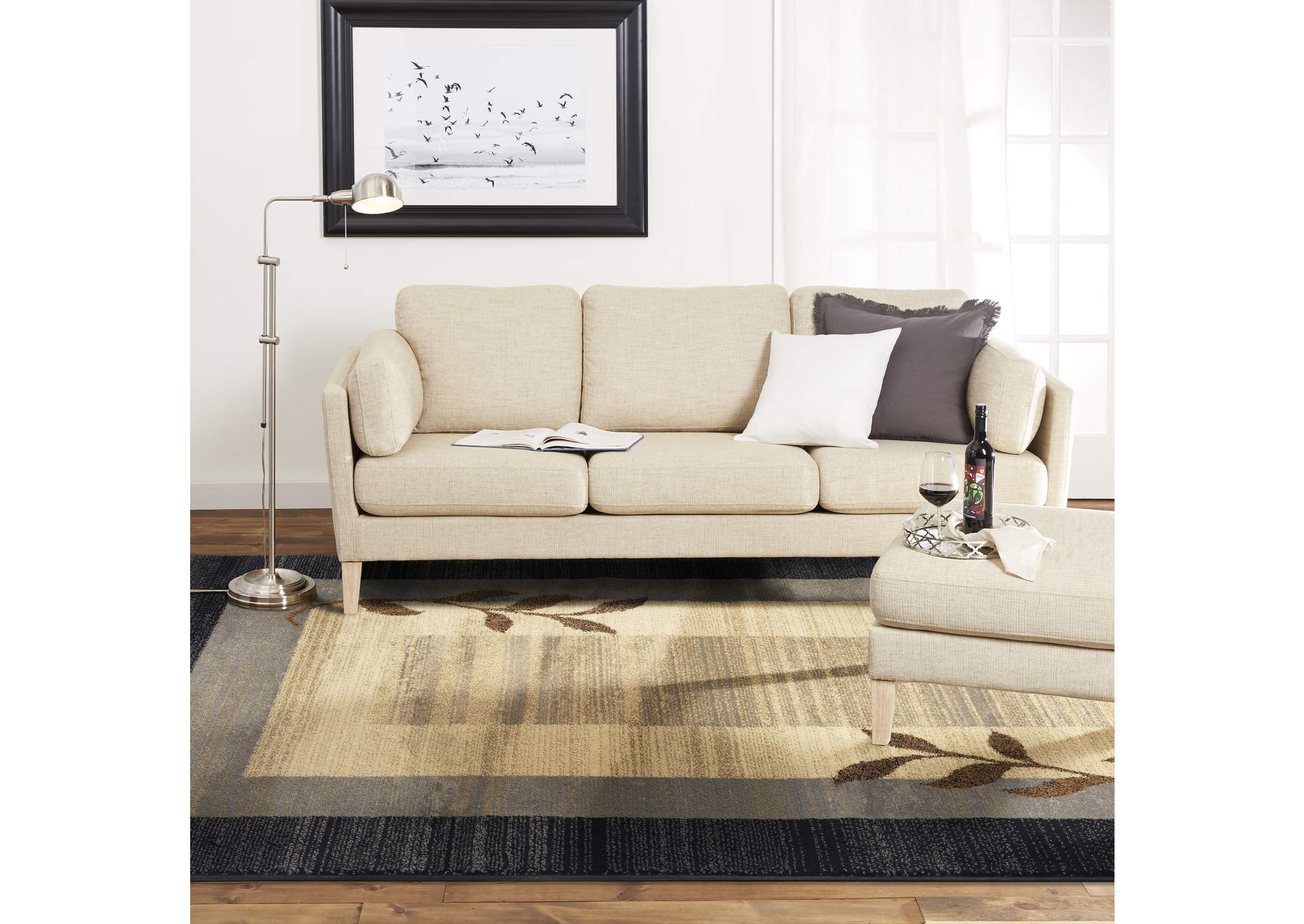 Royalty Clover Area Rug Black/Blue, 7'10" Round,Home Dynamix