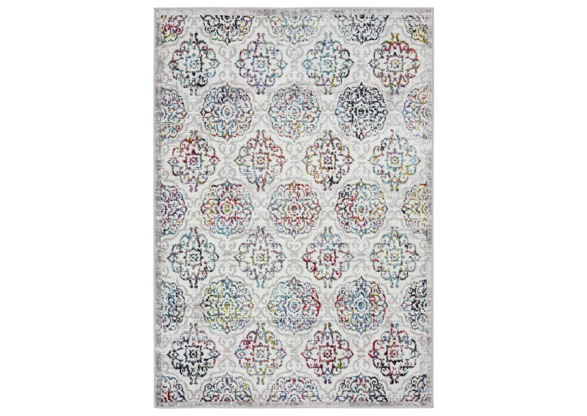 Boho Andorra Area Rug Ivory/Pink, 5'2"x7'2",Home Dynamix